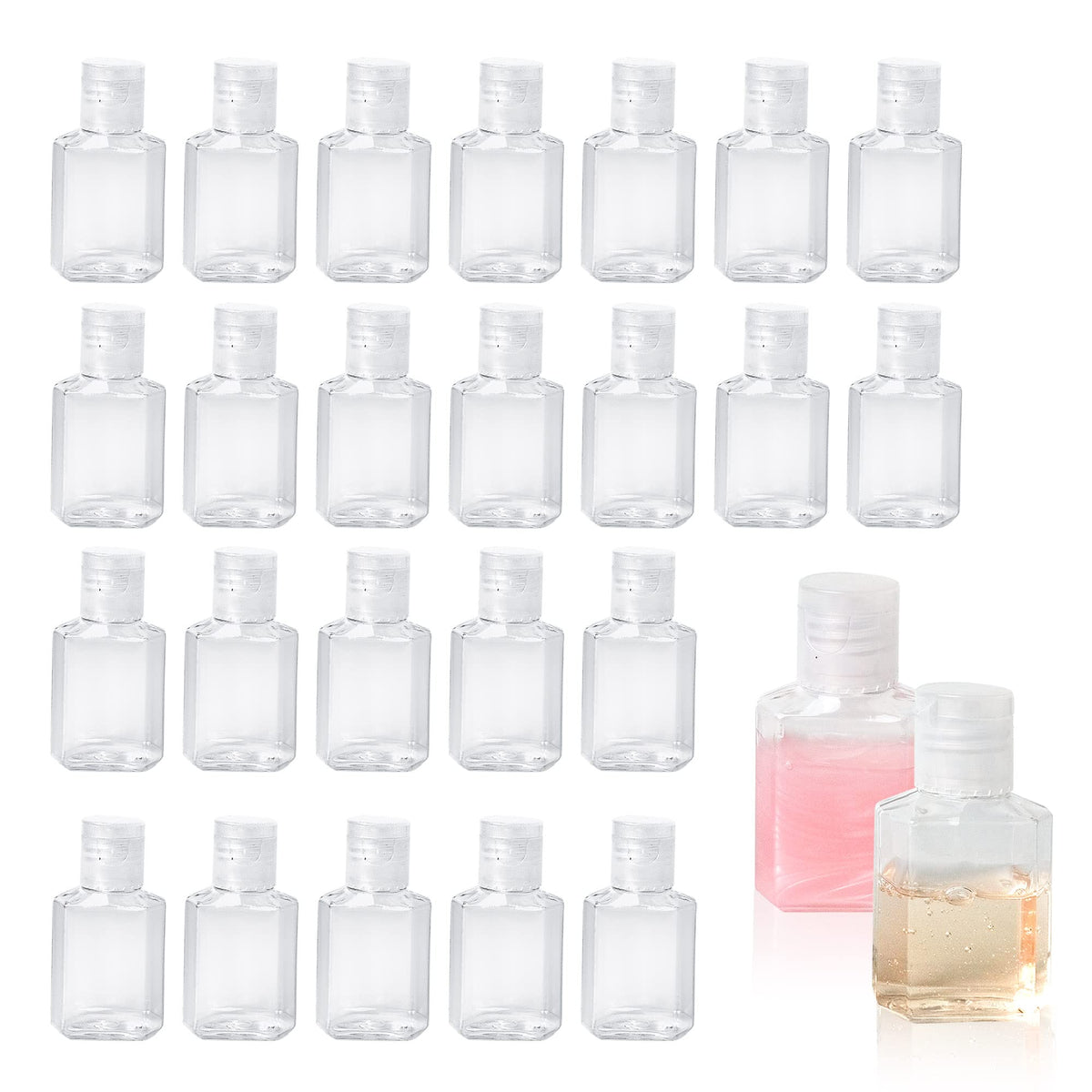 50 Pcs 1 Oz Hand Sanitizer Bottles Empty Clear Travel Bottles Refillable Plastic Containers With Flip Cap For Outdoor, Camping A