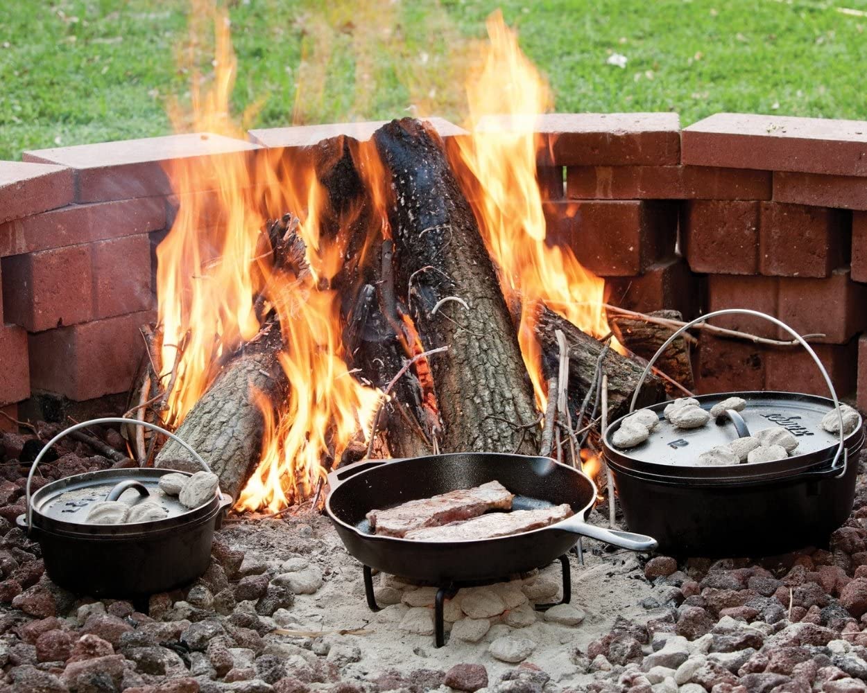 Lodge Cast Iron Skillet With Red Silicone Hot Handle Holder, 12-Inch
