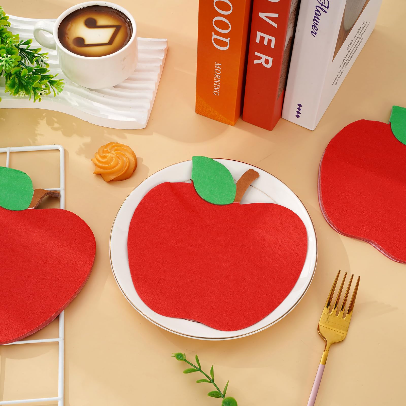 Whaline 100 Pack Back To School Napkins Red Apple Disposable Paper Napkins School Season Apple Dinner Napkins For First Day Of S