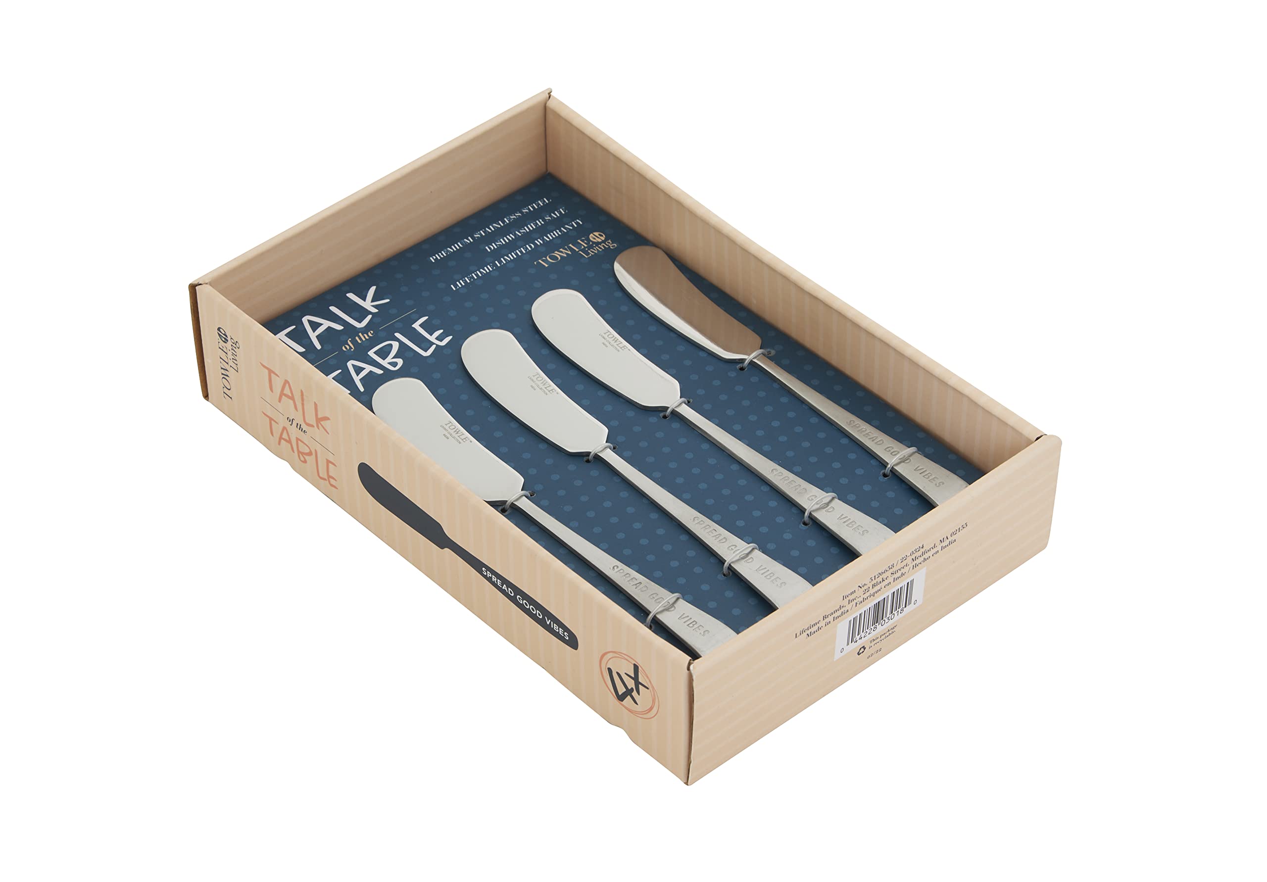 Towle Living Expressions Cheese Spreader S, Set Of 4 , Stainless Steel -