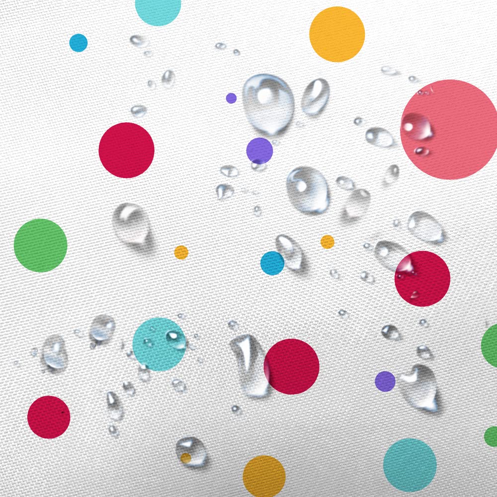Kids Rainbow Shower Curtain For Bathroom, Colorful Geometric Cute Polka Dot Fabric Shower Curtains Set, White Modern Restroom De