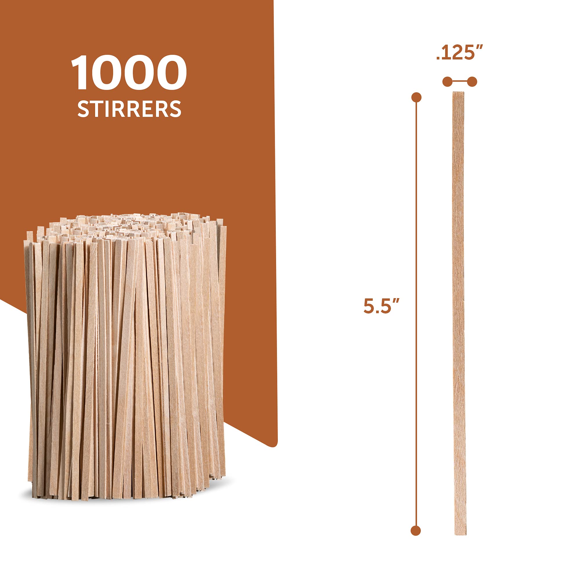 Prestee Wooden Coffee Stirrer, 1000 Disposable Coffee Stir Sticks, 5.5'' Wooden Stir Sticks For Coffee & Cocktails, Wooden Bever