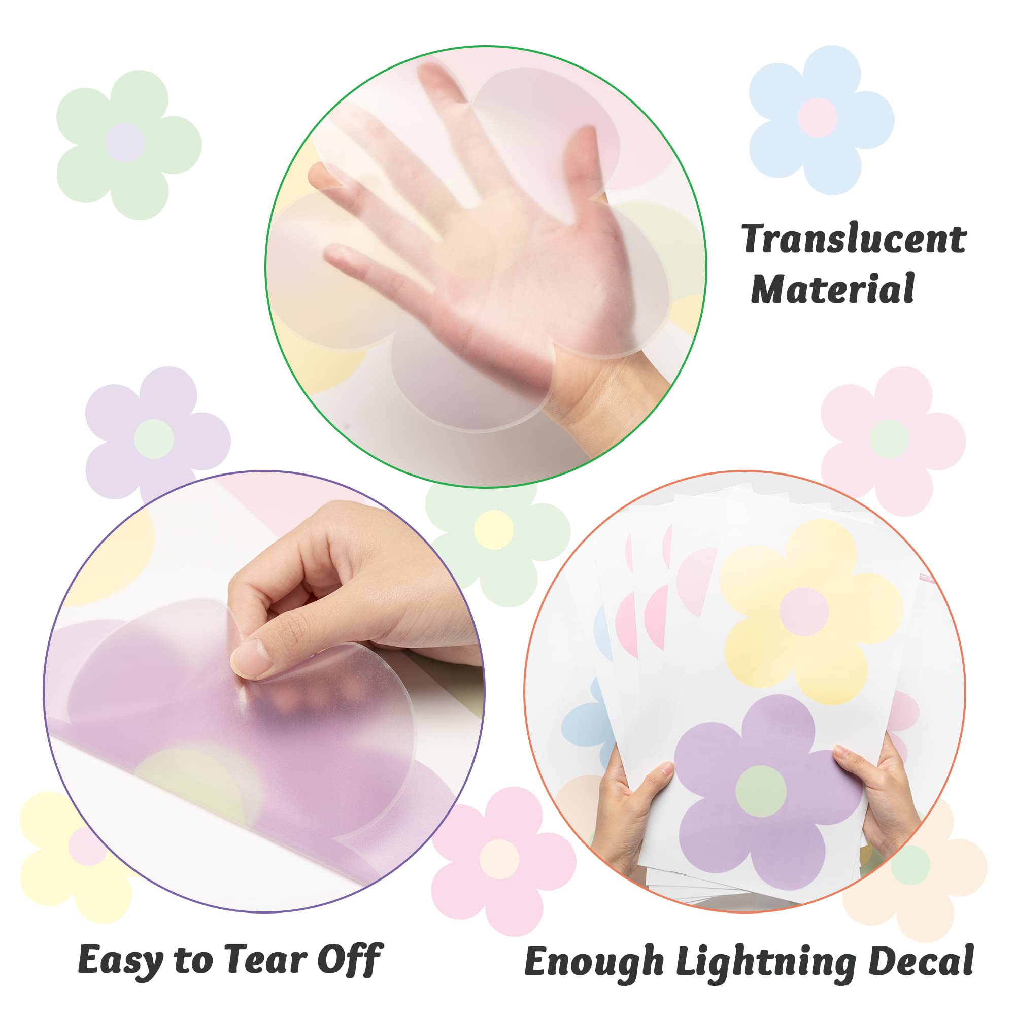 A1Diee 16Pcs Danish Pastel Aesthetic Cute Flowers Wall Decal Preppy Hippie Trendy Wall Art Decor Vinyl Peel And Stick Kidcore Ae