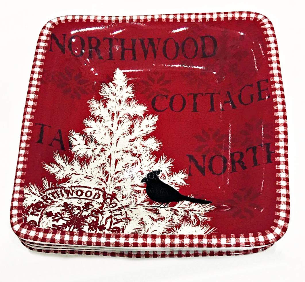 222 Fifth Northwood Cottage Salad Plates - Set Of Four 8 1/4 Square By 222 Fifth Northwood Cottage