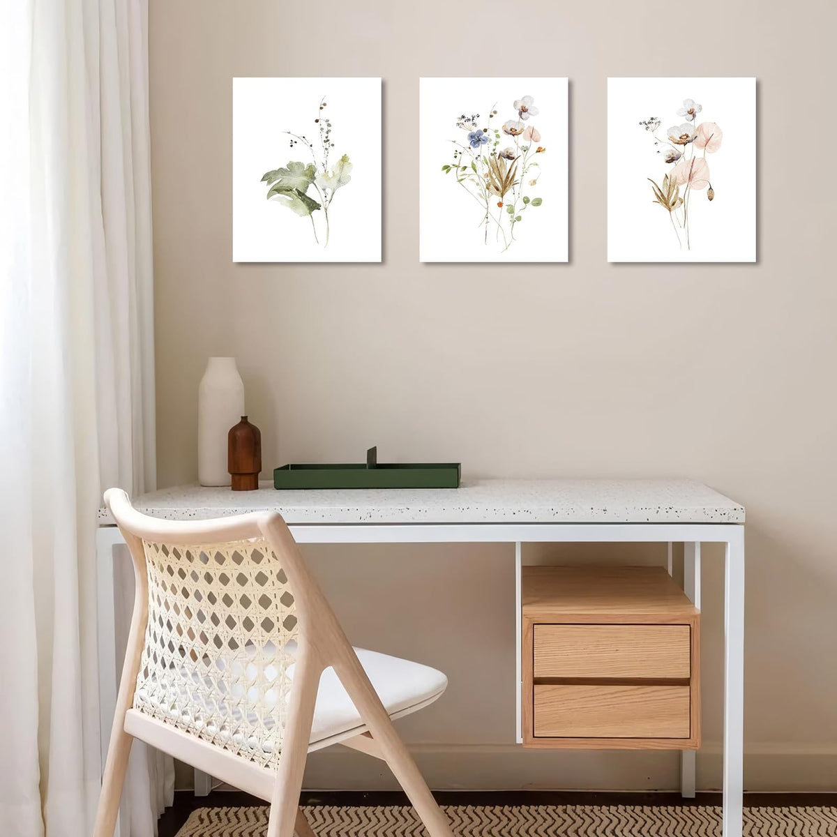 Dazzlewall Watercolor Flower Wall Decor Poster Minimalist Wildflower W ...