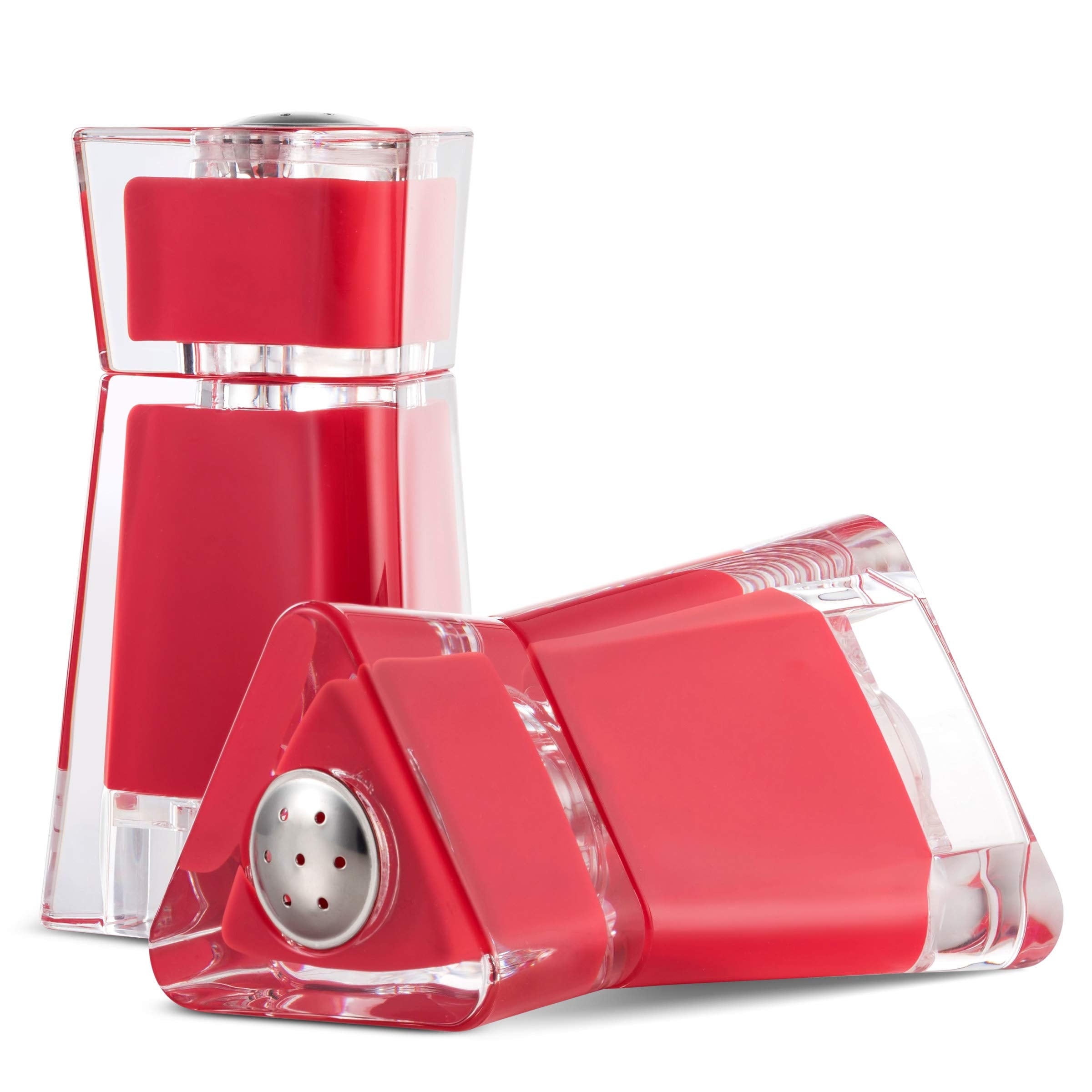 Mitbak Acrylic Red Salt And Pepper Shakers (2 Piece Set) | Elegant Salt And Pepper Dispensers With Perfectly Sized Holes For Eve