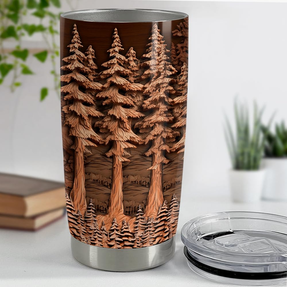 SANDJEST Deer Tumbler 20oz Stainless Steel Insulated Tumblers Coffee Travel Mug Cup Deer Gifts for Men Gift for Birthday Christm