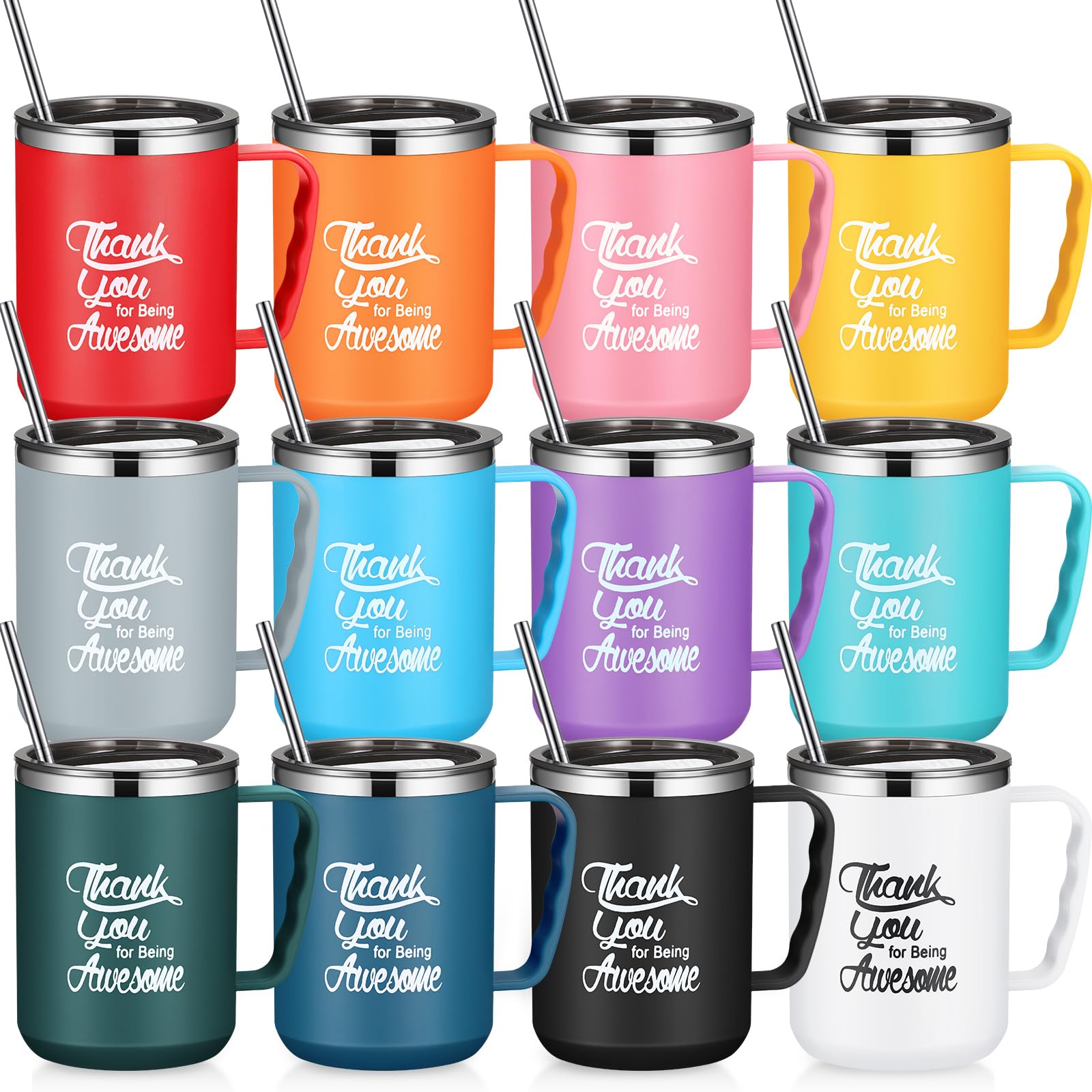 Umigy 12 Pcs Thank You Coffee Mug Bulk 17oz Employee Appreciation Gift