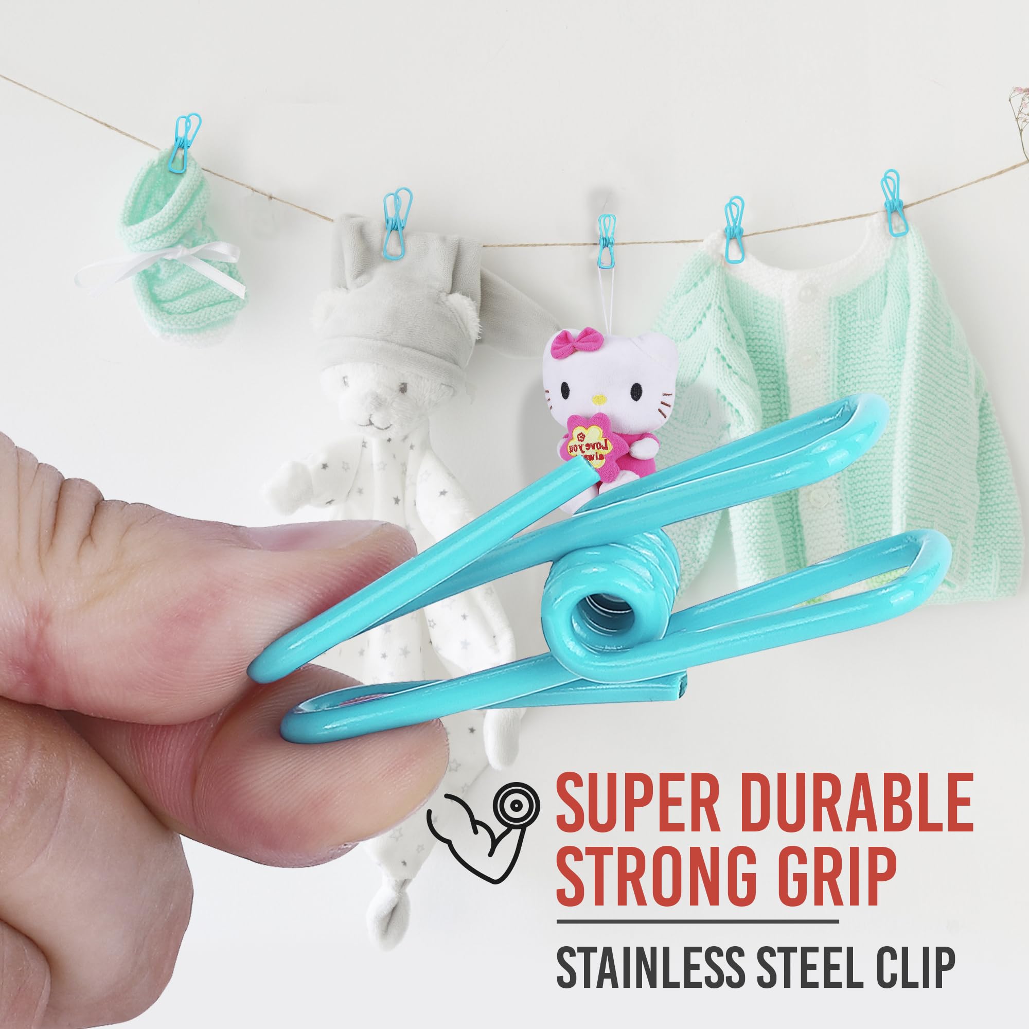 30 Pack Blue Chip Bag Clips For Food - Pvc 2 Inch Coated Sealer For Sealing Food - Paper Holder, Clothesline Clip For Laundry Ha