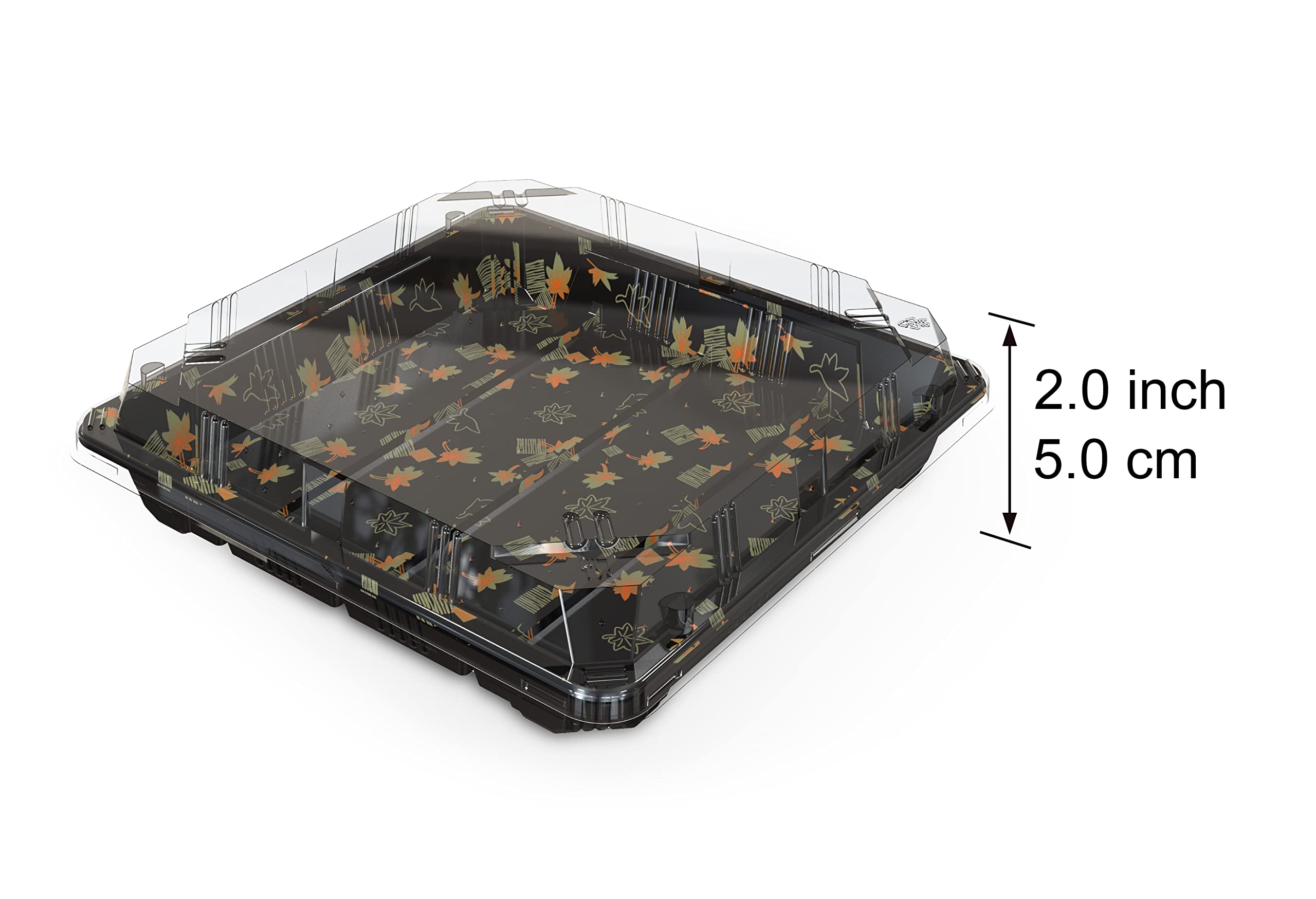 Seaboom 12# Sushi Container Sushi Tray Sushi Plate Samurai Party Tray 10.4 * 10.4-Inch Take Out Tray With Clear Lid 200 Sets 12#