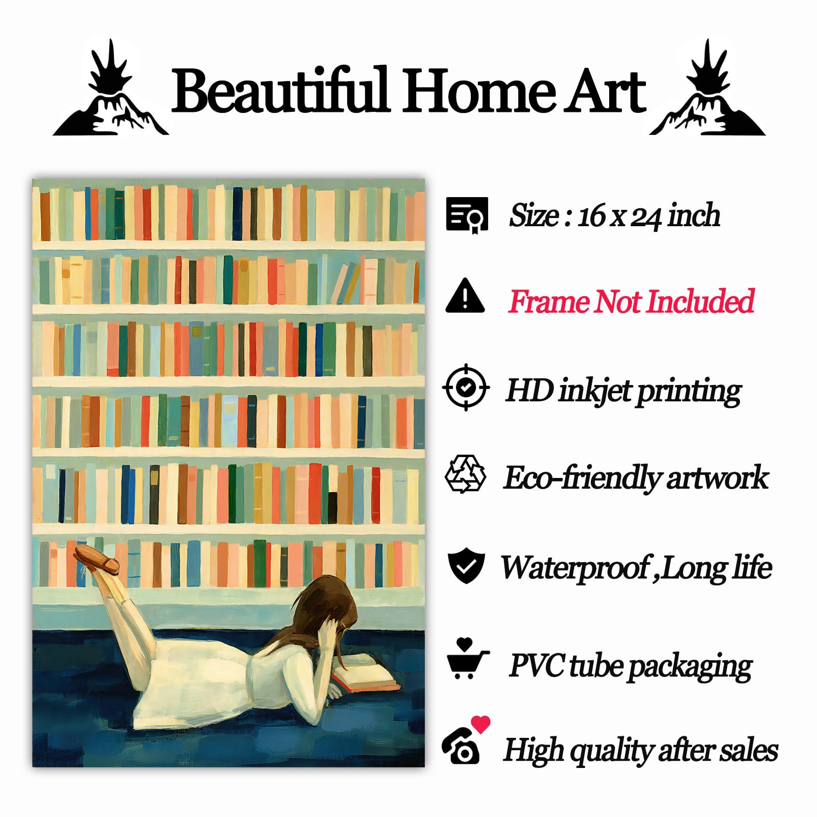 Girl Reading Book Wall Art Inspirational Poster Book Canvas Print Woman Reading A Book Painting For Bedroom Home Decor Book Post
