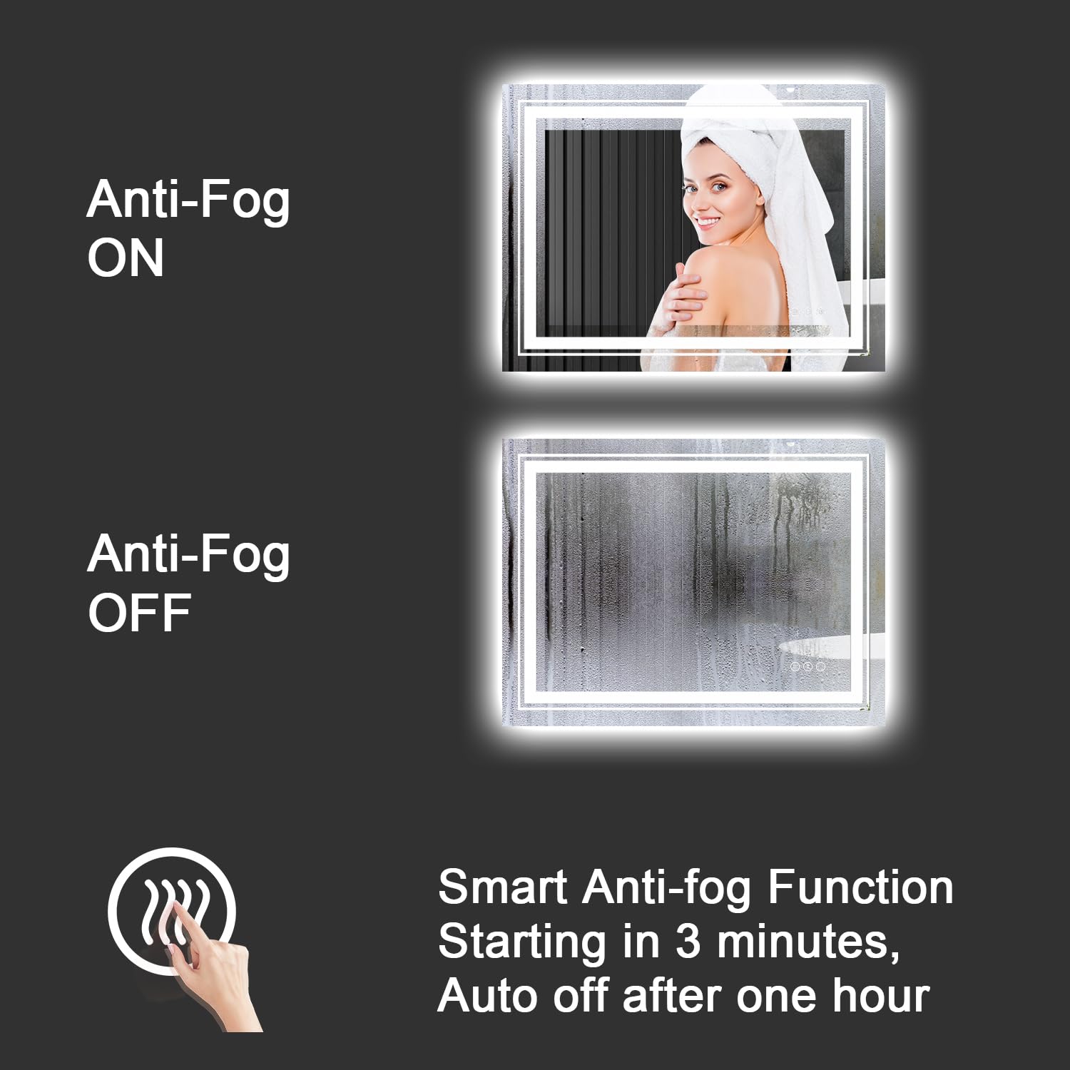 Snowdool Led Bathroom Mirror With Lights, 77 X 36 Inch Front And Backlit Mirror Bathroom, Anti-Fog Lighted Vanity Mirror, Steple