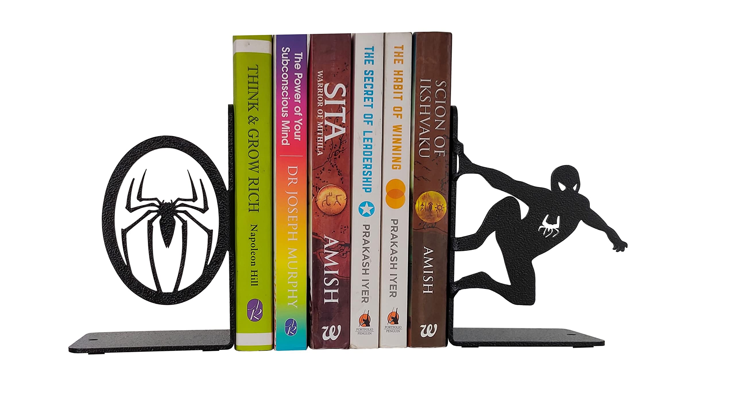 HeavenlyKraft Superhero Decorative Metal Bookends,Metal Bookends, Non Skid Book Ends, Book Stopper for Home/Office Decor/Shelves