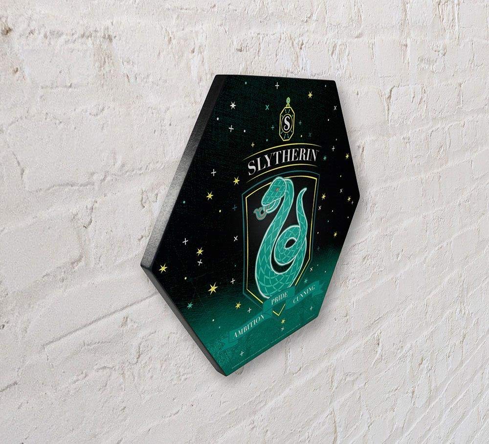 Harry Potter - Slytherin - Hogwarts House Crest - 11.5    X 10    Hexagon Shaped Knexagon Wood Print - Hang Alone Or Connect To