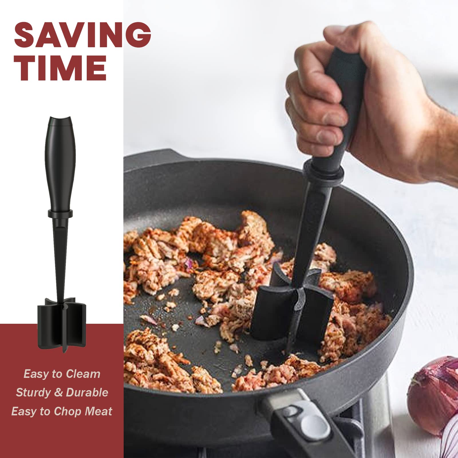 2 Pcs Meat Chopper, Upgrade Hamburger Chopper, Premium Heat Resistant Meat Masher For Hamburger Meat, Ground Beef Smasher, Nylon
