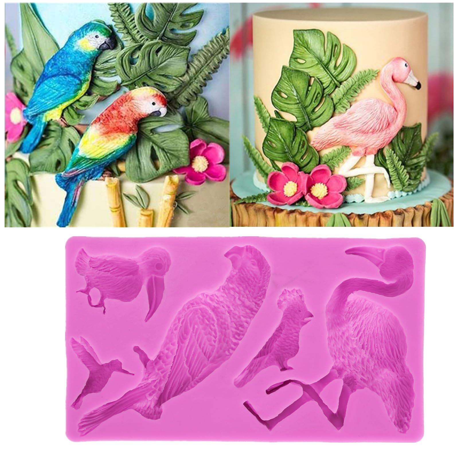 Fondant Molds, Silicone Birds Shape Candy Molds Flamingo Fondant Molds For Cake Decorating Chocolate Molds Silicone Baking Mold