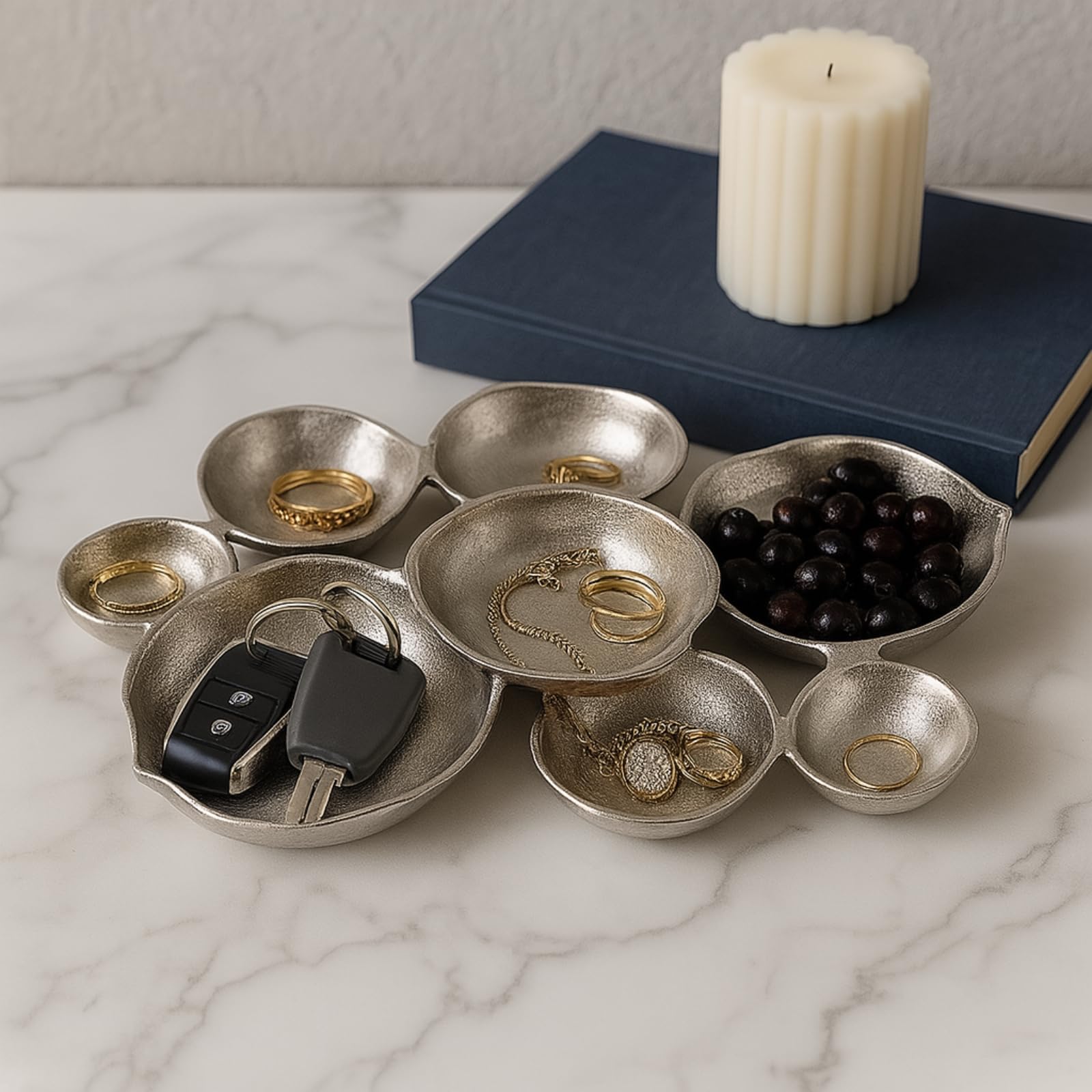 Cluster Decorative Bowls, Bright Silver Brass - Decoration, Snack Tray Bowl