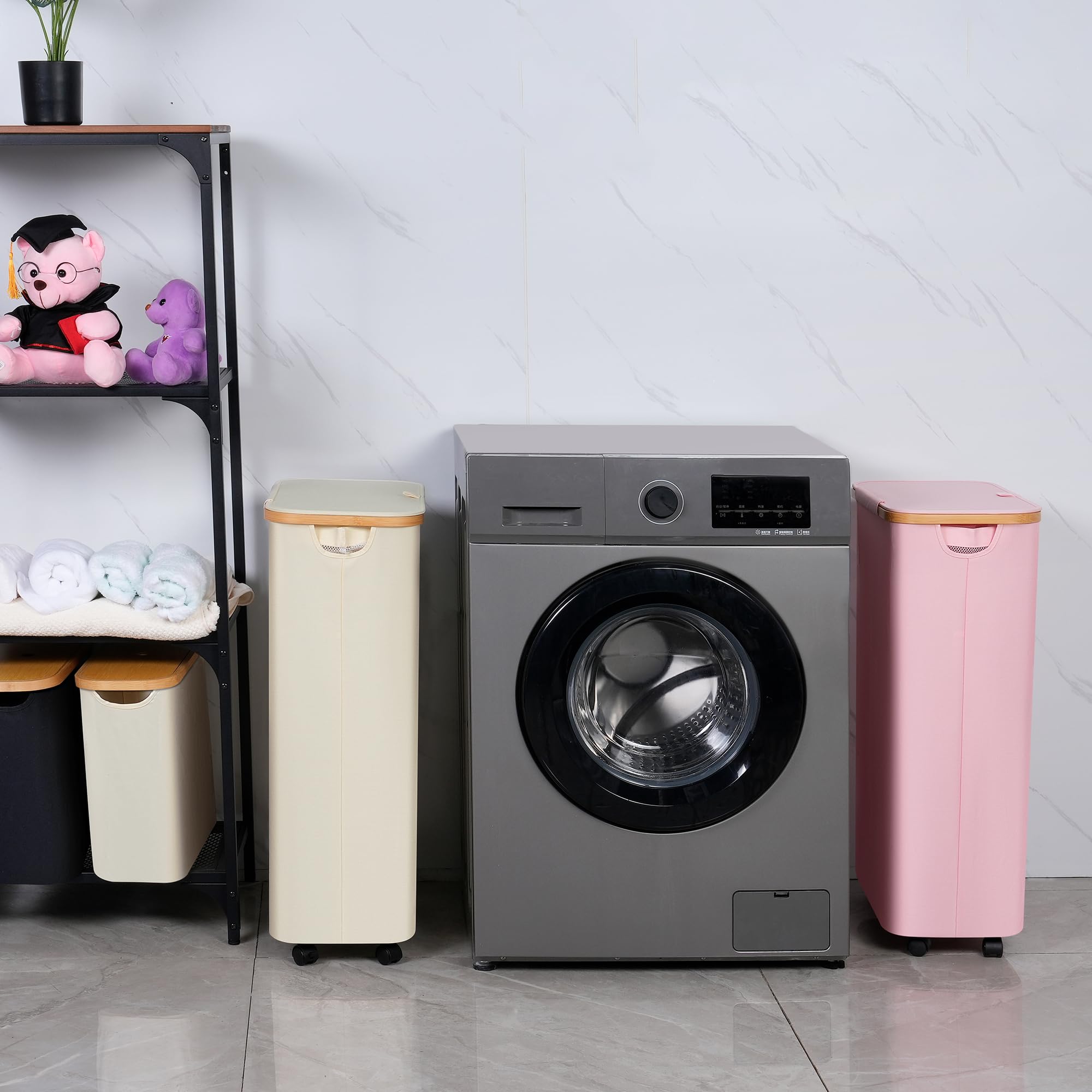 Iegrow 75L Laundry Basket With Wheels,Clothes Hamper For Laundry,Laundry Hamper With Lid And Inner Bag, For Laundry Room, Bedroo