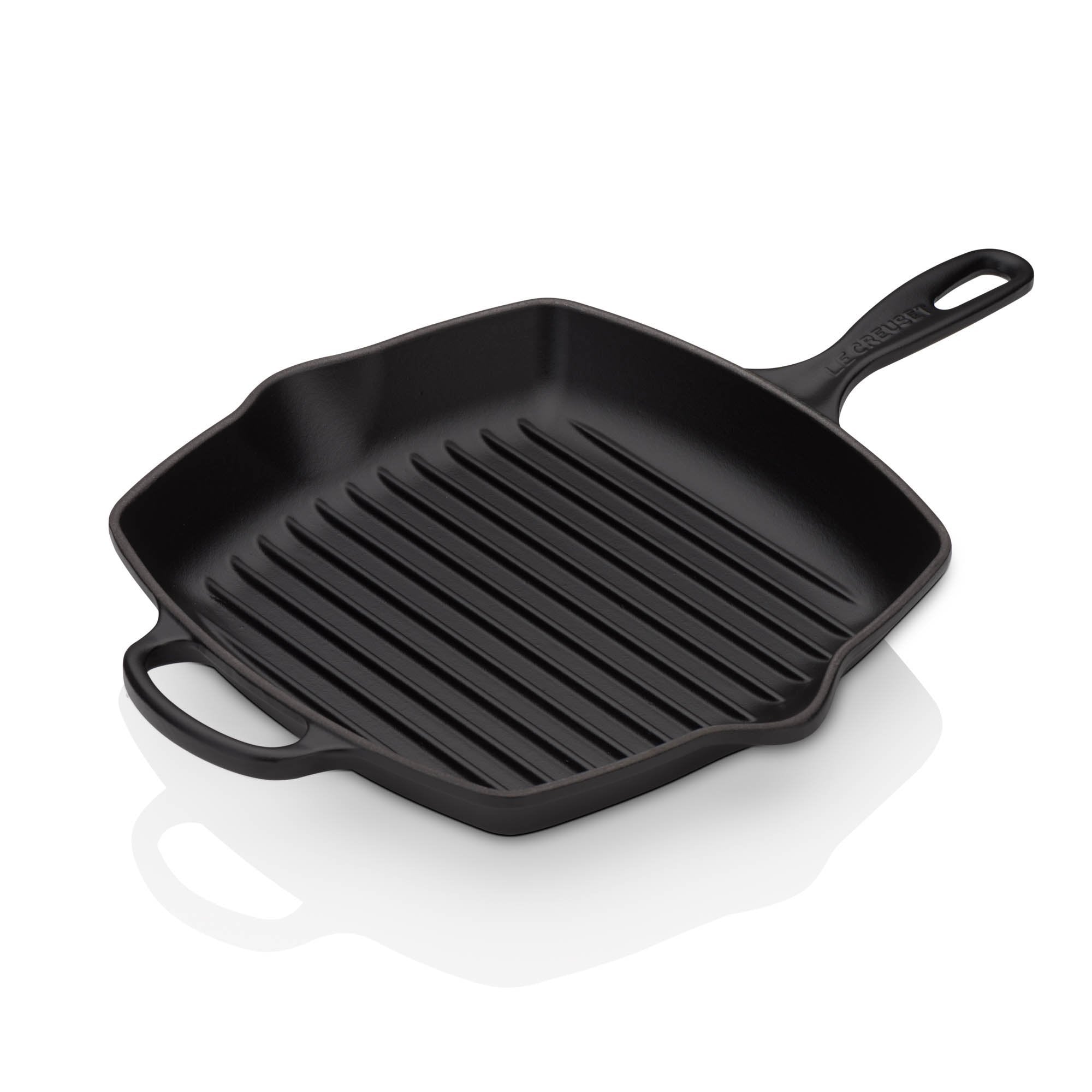 Le Creuset Enameled Cast Iron Signature Square Skillet Grill, 10.25, Licorice