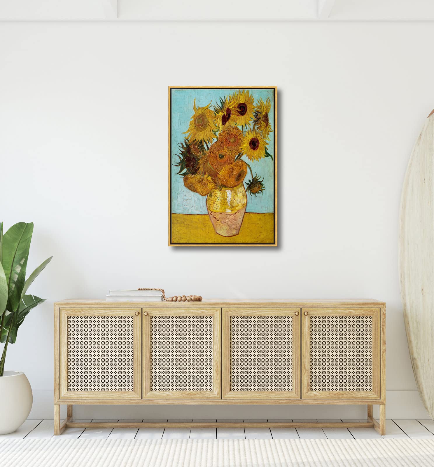 Wieco Art Framed Wall Art Of Sunflower By Vincent Van Gogh Paintings Reproduction Abstract Canvas Prints For Home Living Room De