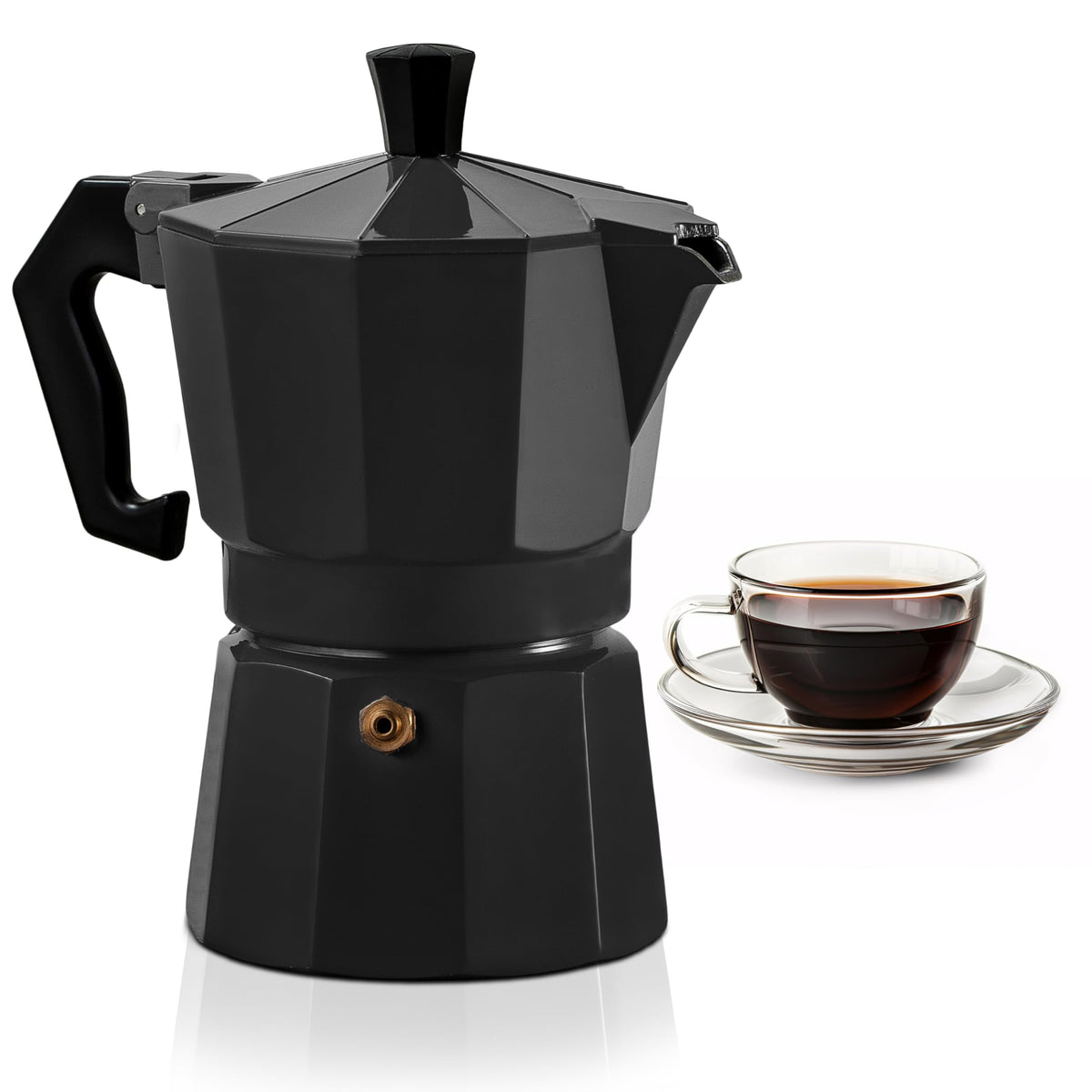 Mixpresso Aluminum Moka Stove Coffee Maker, Moka Pot Coffee Maker For Gas, Electric Stove Top, Classic Italian Coffee Maker, Bla