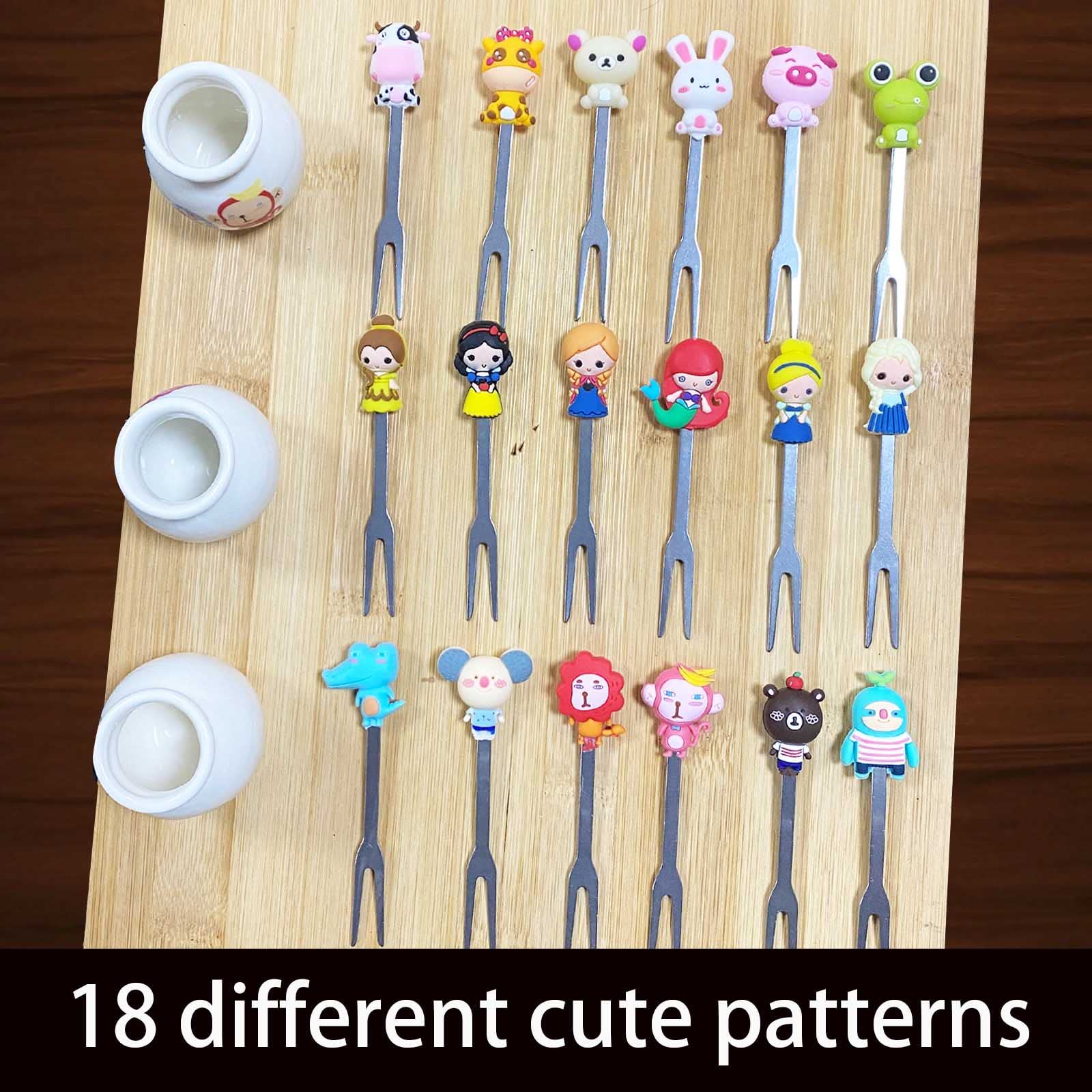 Henwafx Fruit Fork, Cute Set Of 6 Fruit Forks With Holder Stainless Steel Food Pick Forks For Kids Home (Cartoon+ Fairy Princess