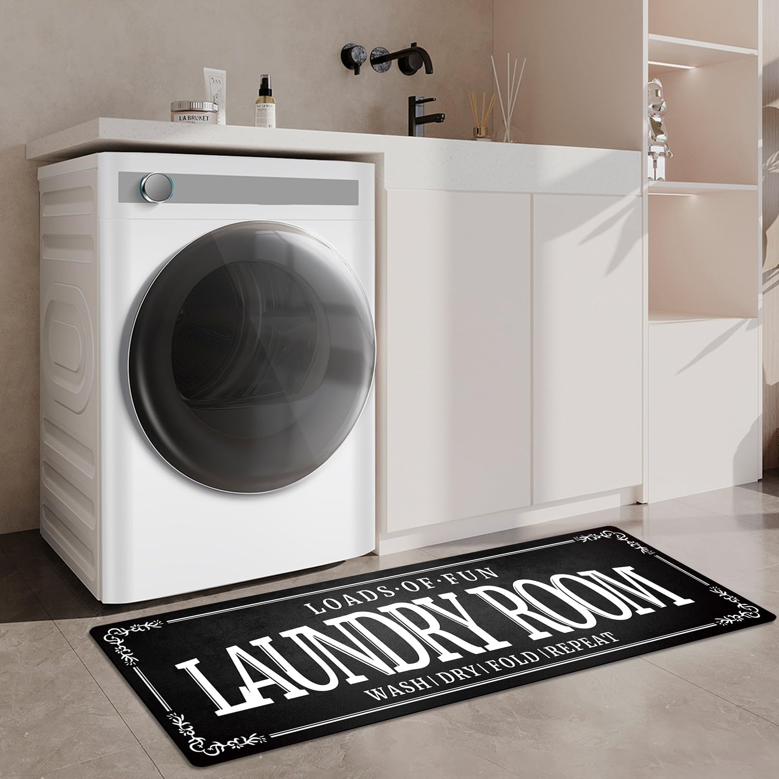 ZHLHPER Laundry Room Rug 20x 59 Non-Slip Rubberback Laundry Rug Machine Washable Laundry Mat Farmhouse Laundry Room Rug Runner L