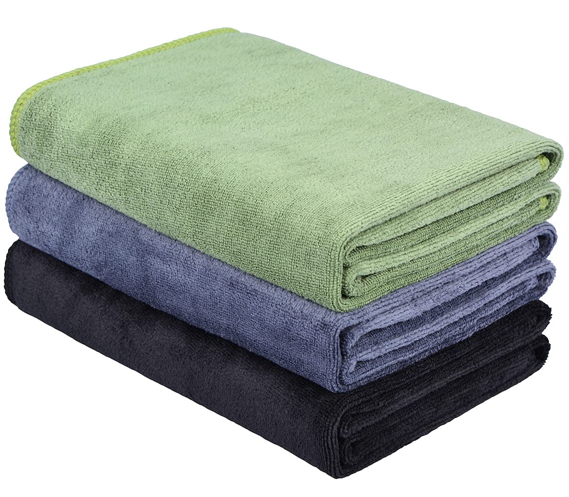 Hopeshine Microfiber Gym Towels Fast Drying Sports Towel Fitness Workout Sweat Towels For Men & Women 3-Pack (Black+Grey+Army Gr