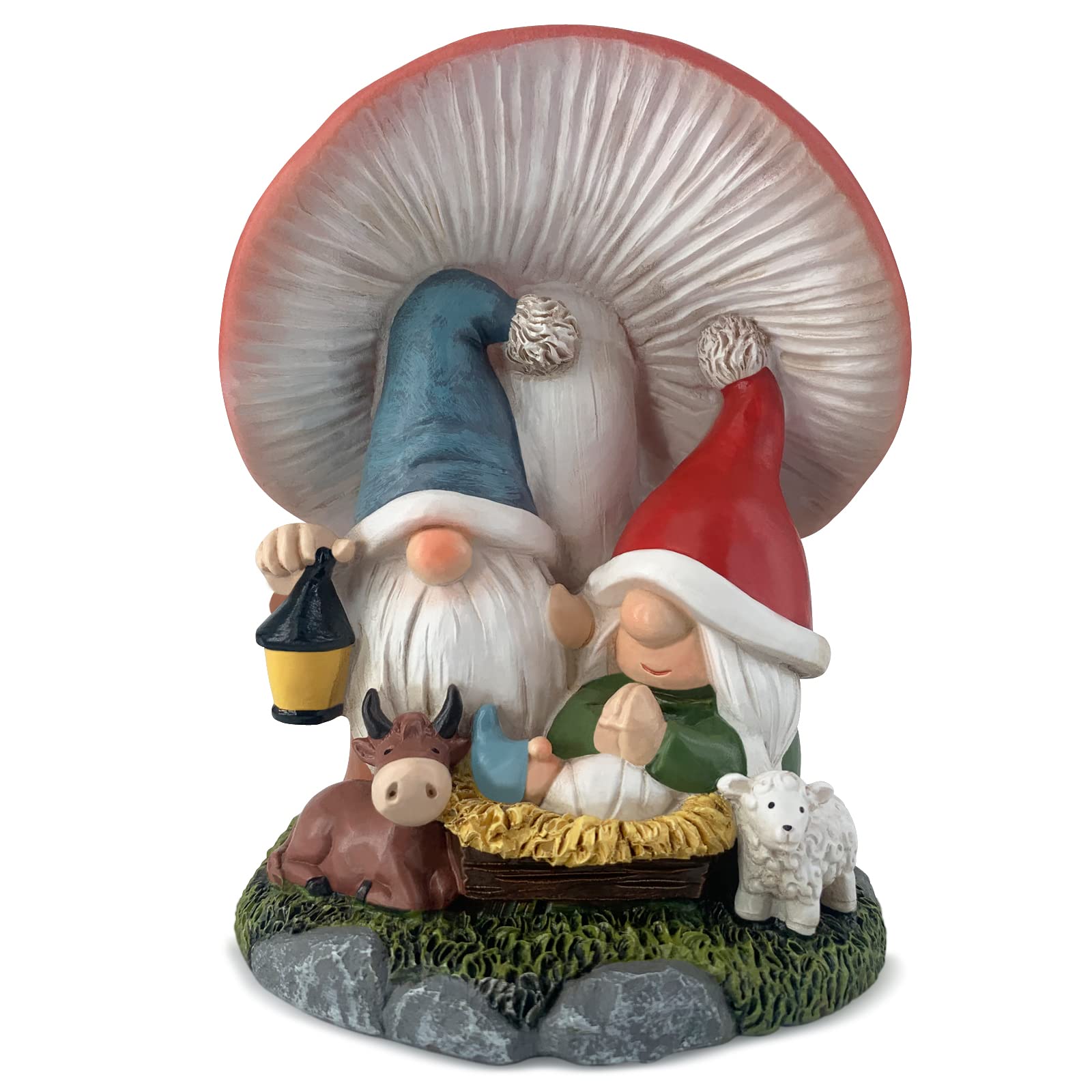 Hodao Christmas Decoration Indoor Home Decor-3.2L 3.2W 4.3H Gnome Nativity Sets-Nativity Scene Xmas Holiday Decor for Tabl