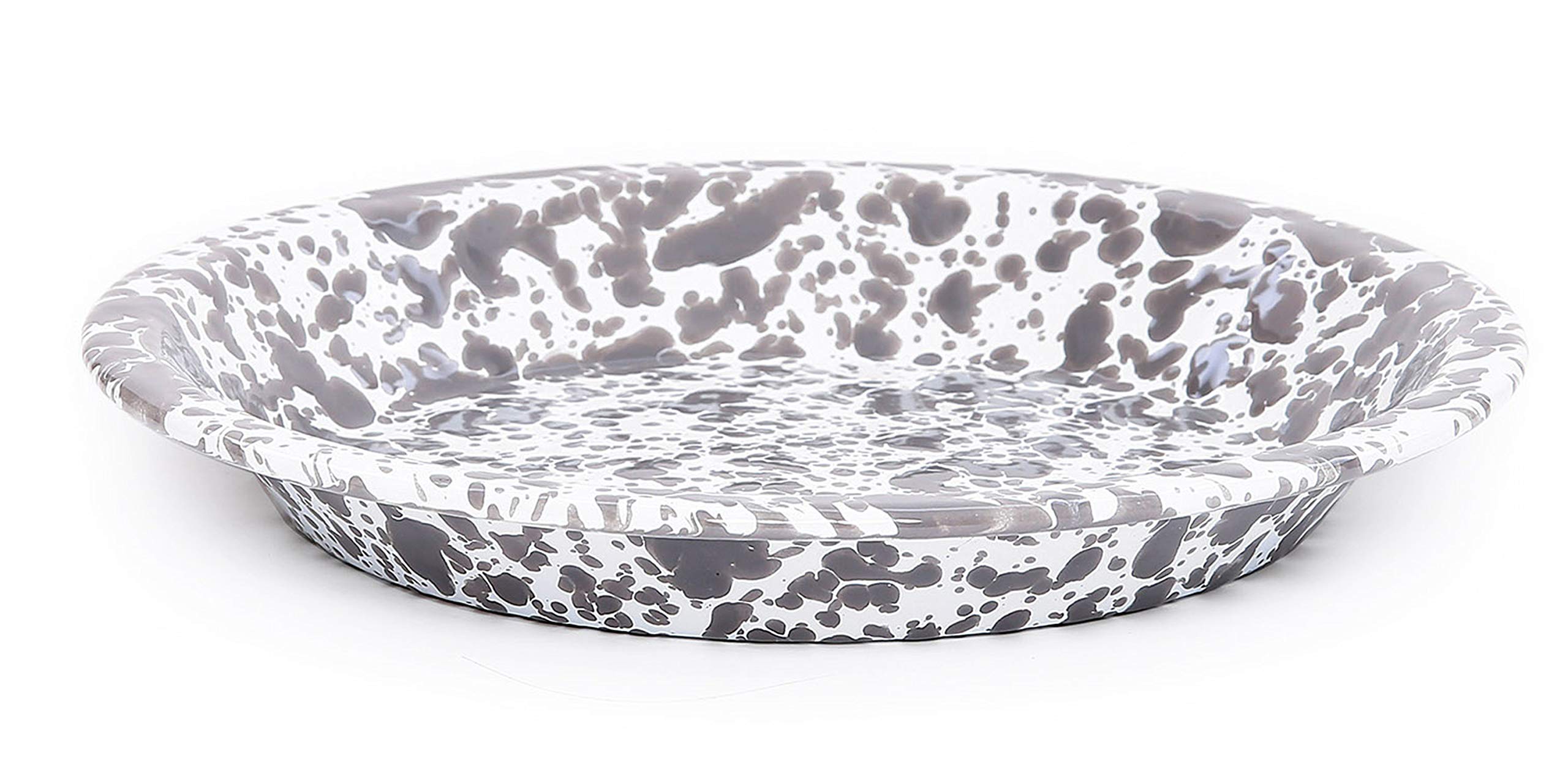 Crow Canyon Home Enamelware Pie Plate, 10 inch, Grey/White Splatter