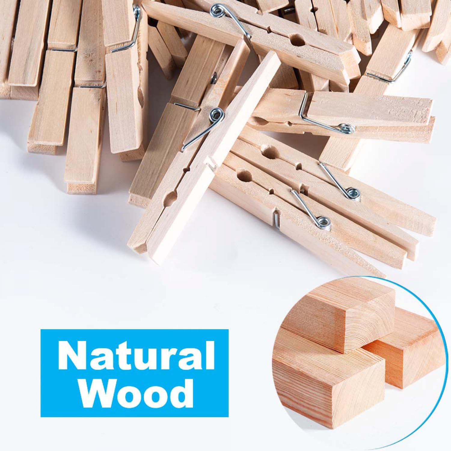 Senseyo 100 Pcs 1.9 Inch Wooden Clothespins Clips For Hanging Clothes, Craft, Home