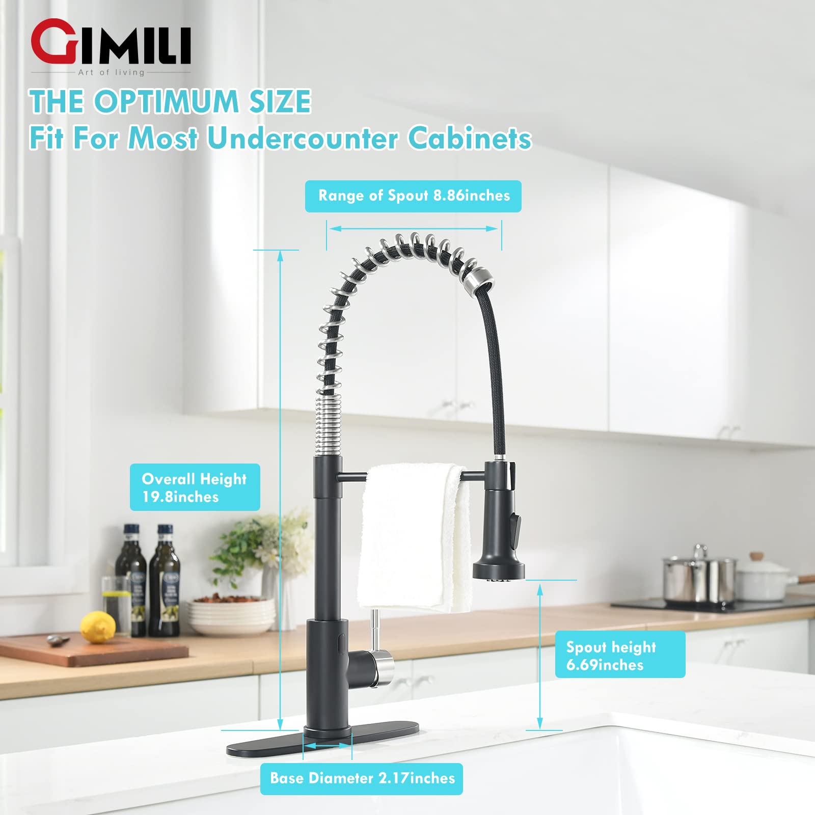 GIMILI Touchless Kitchen Faucet with AC Adapter  Smart Motion Sensor Activated Hands-Free Single Handle Faucet for Kitchen Sink with AC Adapter  Matte Black&Brushed Nickel