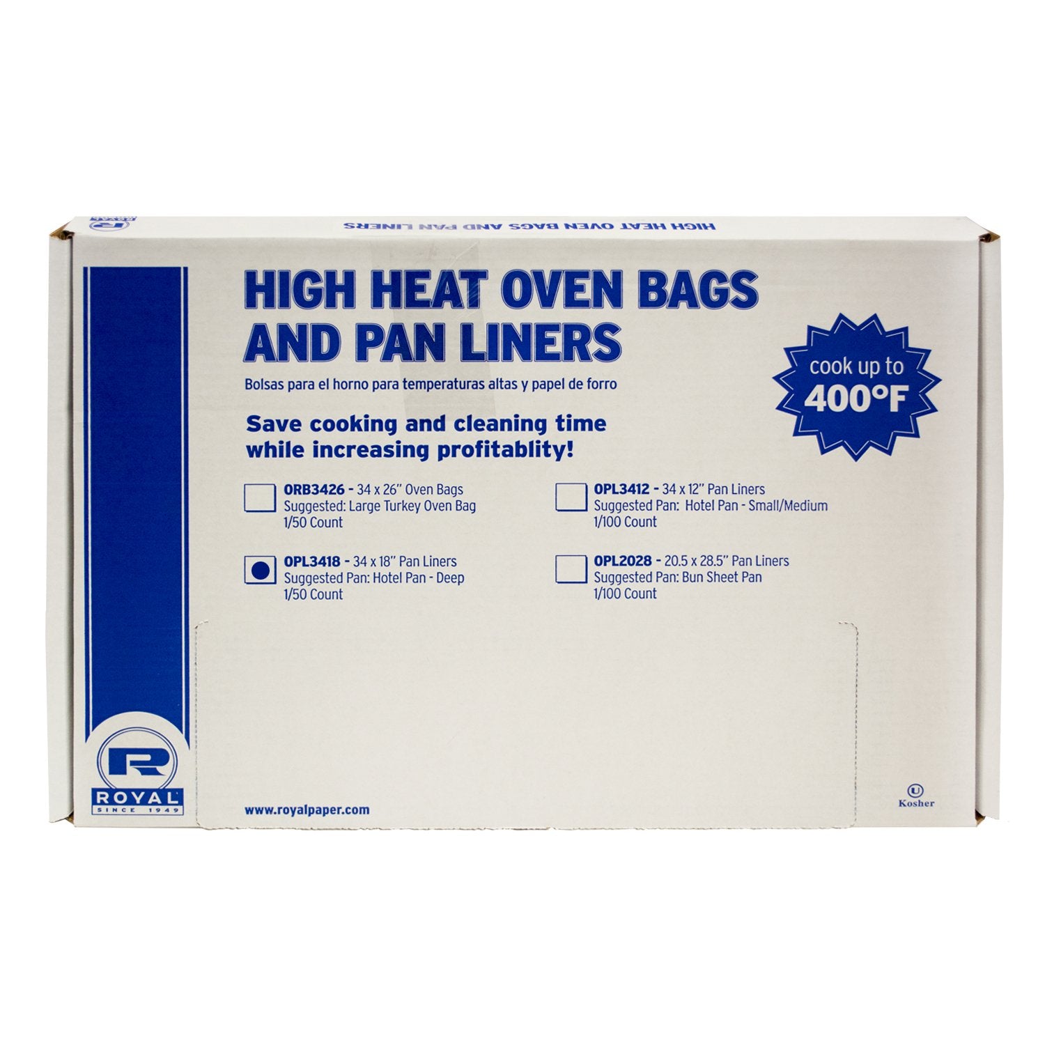 Royal Deep  Full Pan High Heat Oven Pan Liner  34 Inch W x 18 Inch L  Case of 50