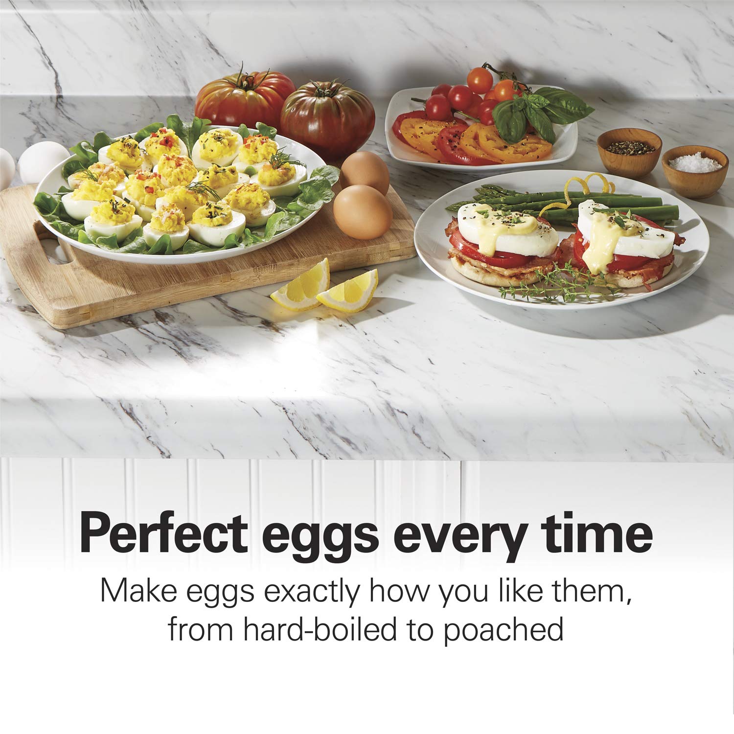Hamilton Beach 3-in-1 Electric Egg Cooker, Hard Boiled, Poacher, Omelet Maker, Holds 14, Black, Model 25508