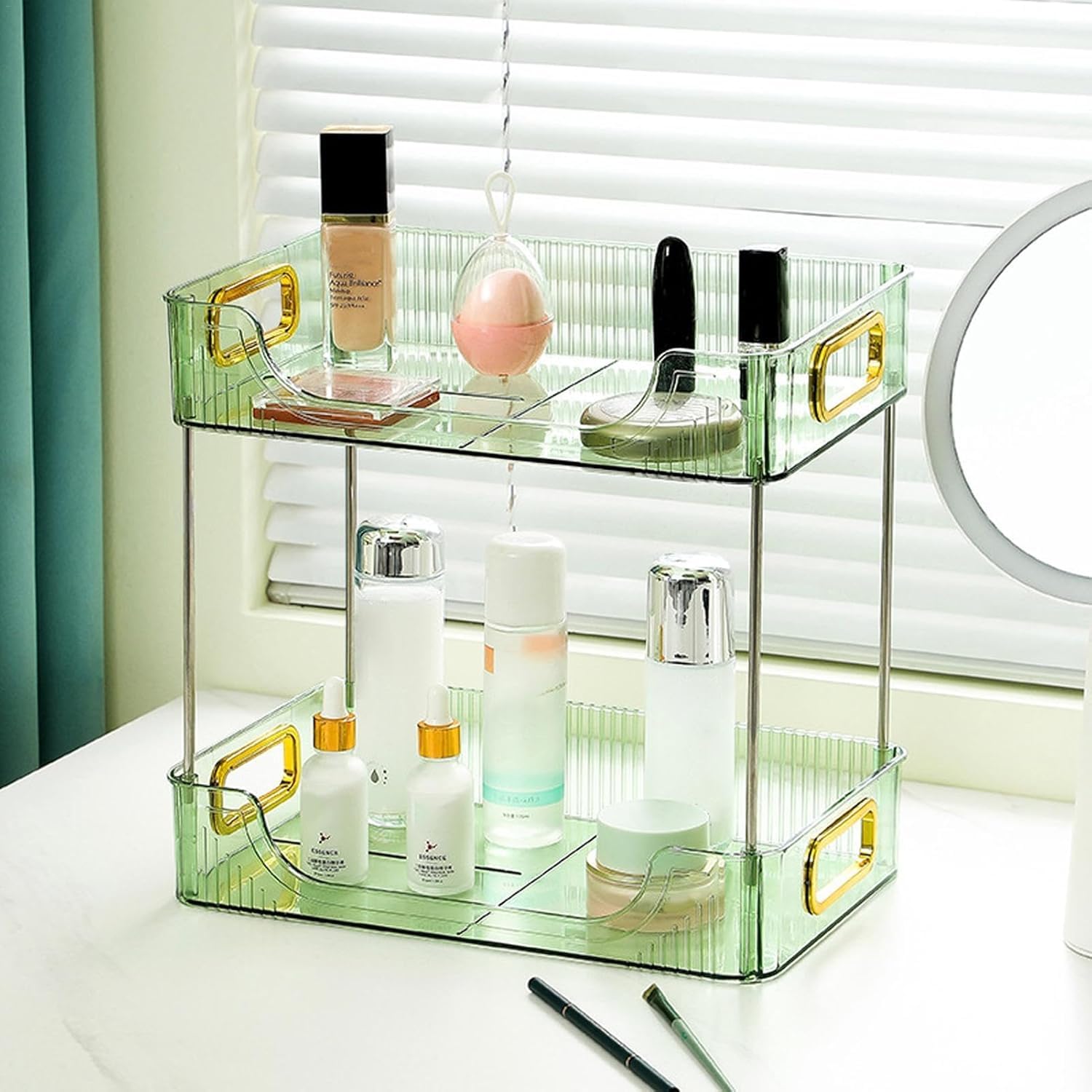 Luteti Bathroom Organizer Countertop, Counter Organizer For Bathroom  2 Tier Sink Organizer Shelf For Vanity Counter Storage, S
