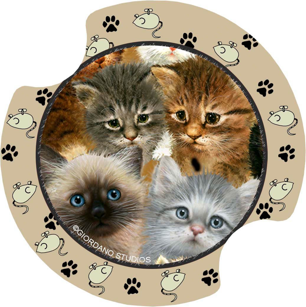 Thirstystone Buncha Kittens Car Cup Holder Coaster, 2.25''