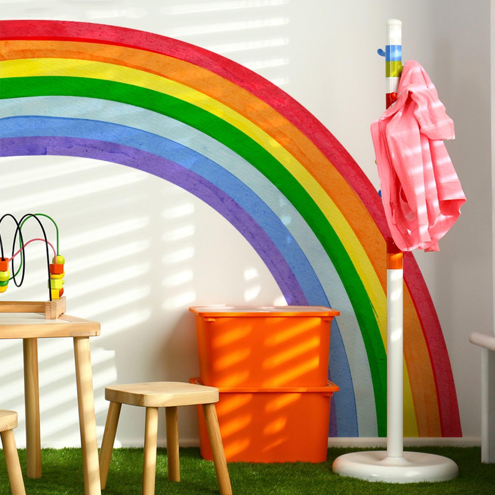 Eutecado Rainbow Wall Decals Watercolor Large Rainbow Wall Stickers For Kids Room, Waterproof Rainbow Wall Decor Stickers Peel A