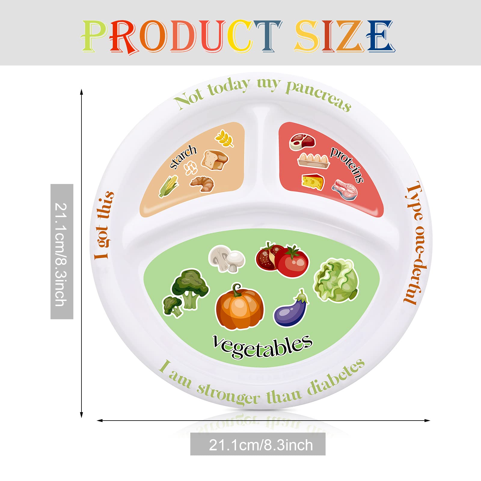 Diabetic Portion Control Plate Melamine Divided Plates For Adults With Protein, Carbs And Vegetables Diet Plate Portion Size Dis