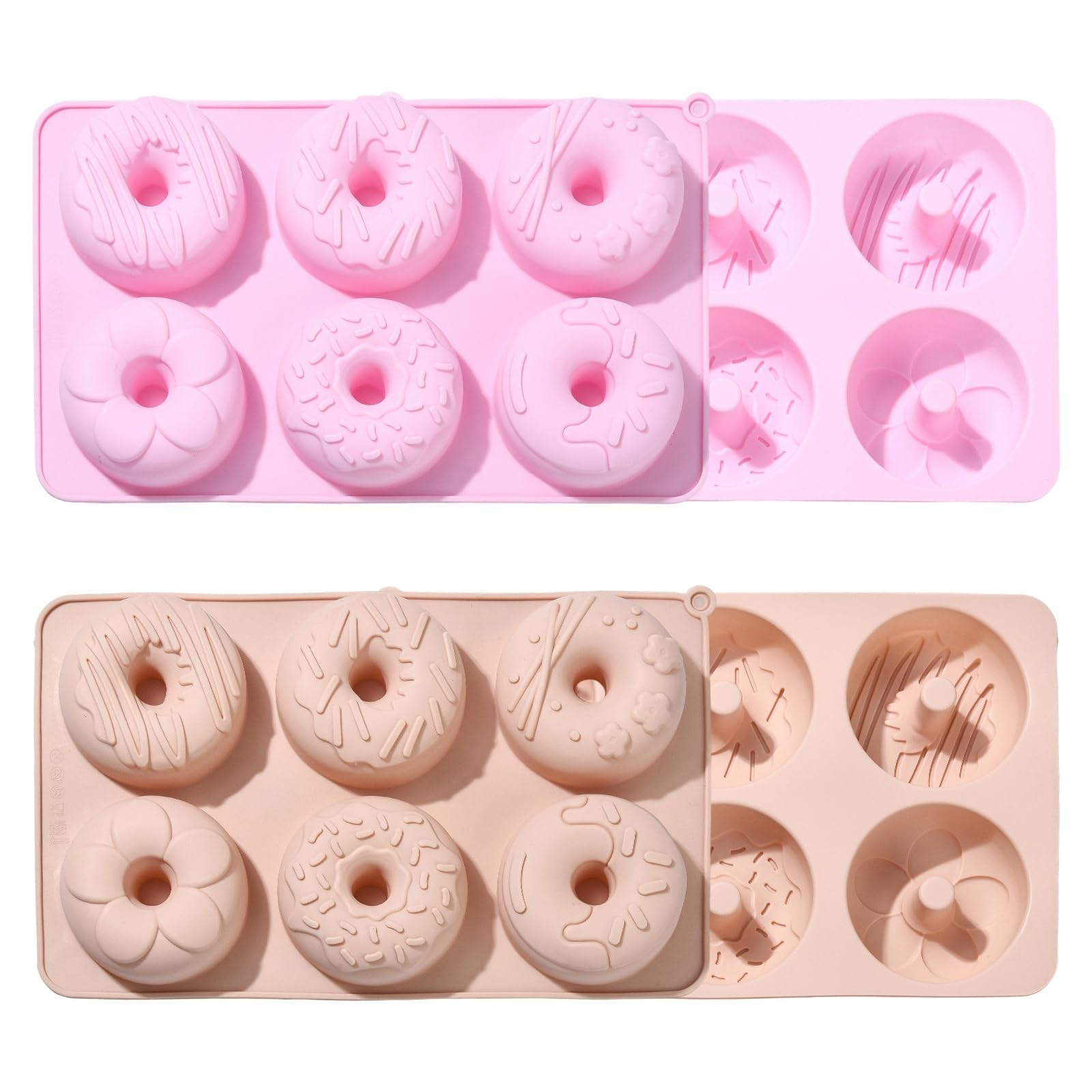 Ipotkitt Donut Shape Baking Silicone Molds Dessert Food Baking Tool Molds for Chocolate Jelly Cake Ice Candy Crafts, 2pcs, 2 Col