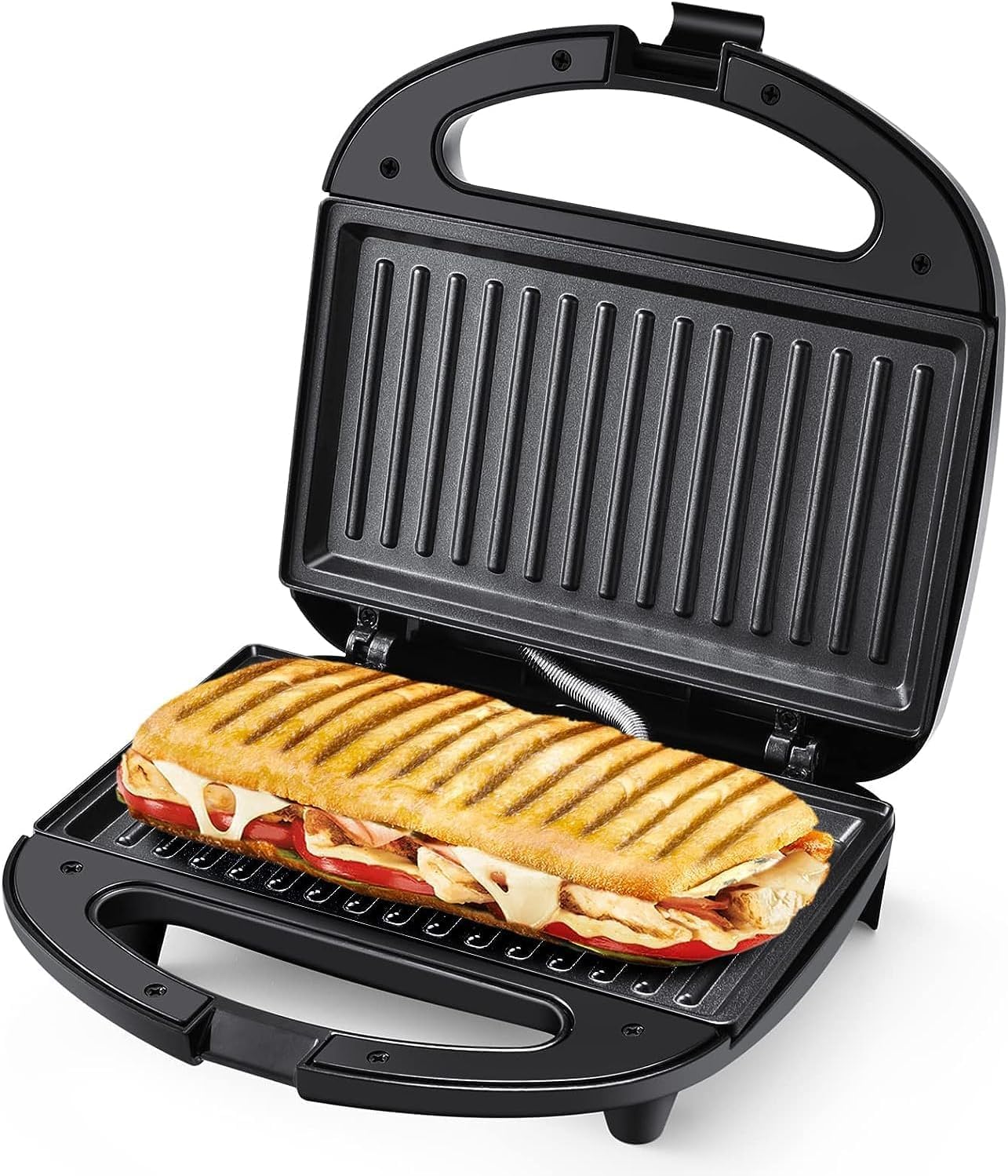 OSTBA Sandwich Maker, 2 Slice Grilled Cheese Maker with Non-stick Grill Plates, Indicator Lights, Cool Touch Handle, Easy to Cle