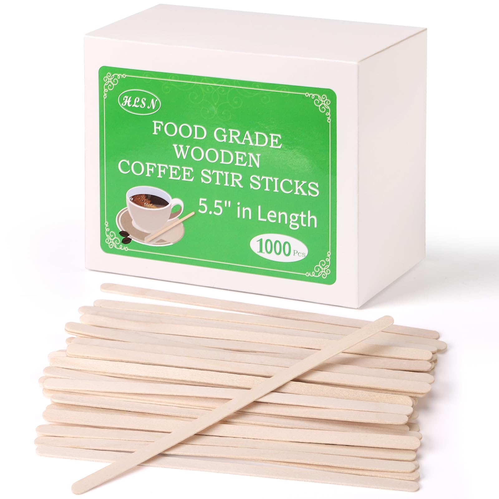 Hlsn Wooden Coffee Stirrers, Disposable Wooden Coffee Stir Sticks For Coffee & Cocktails, 5.5 Inches 1000Pcs Stir Sticks For Cof