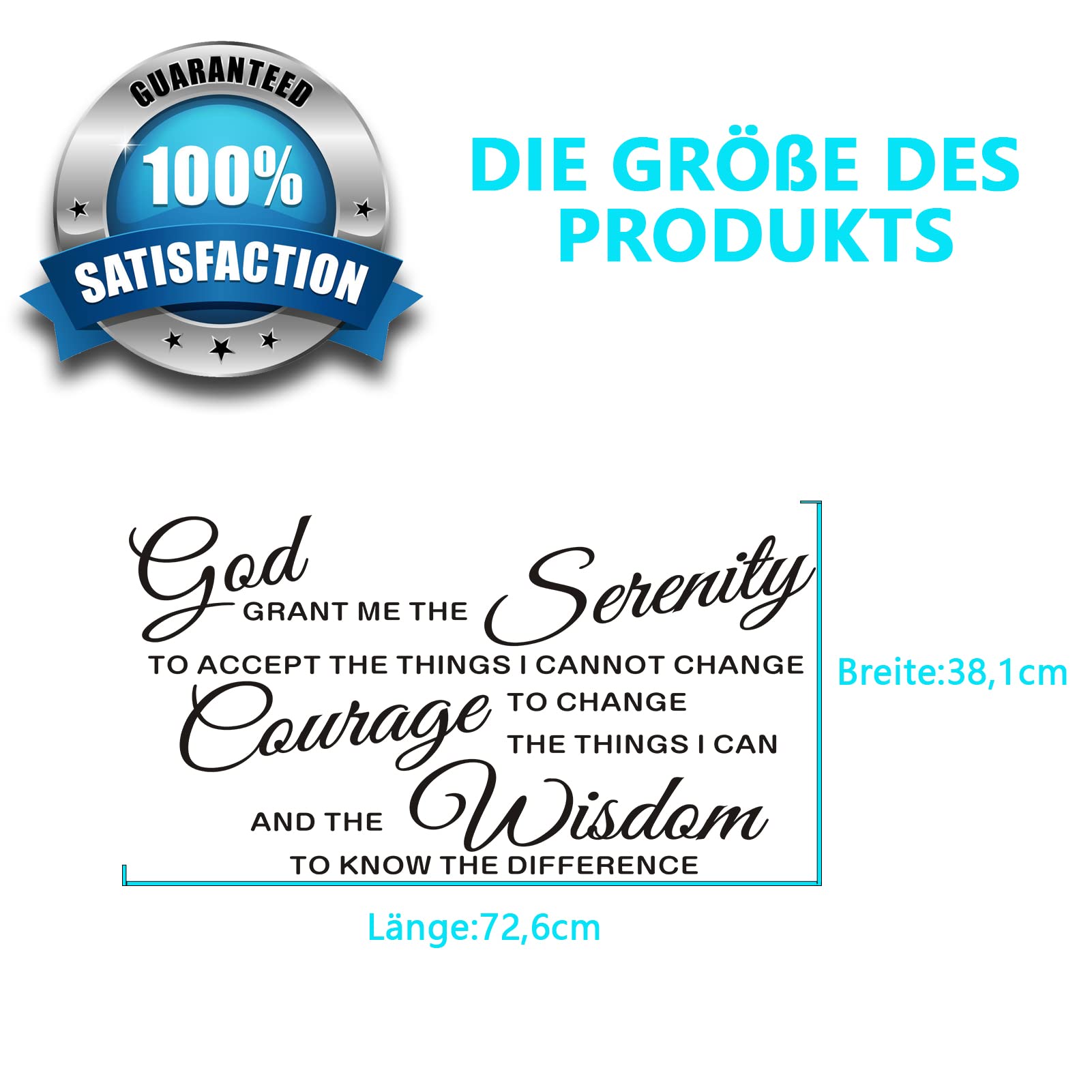 AnFigure Serenity Prayer Wall Art  Bible Verse Wall Decals  Christian Faith Biblical Jesus God Living Room Inspirational Family Letter Home Art Decor Vinyl Stickers God Grant Serenity Prayer 28.6''x15''