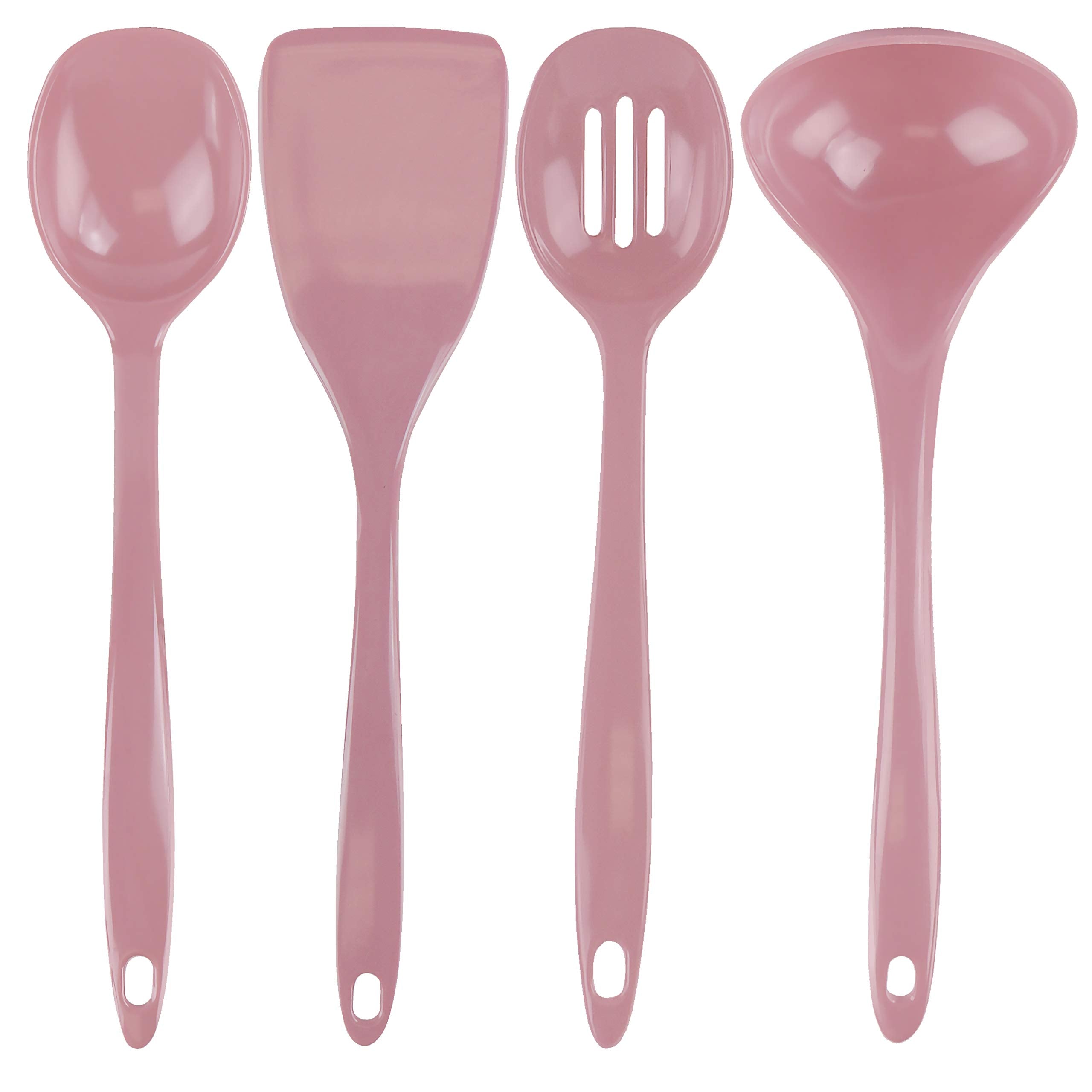 Reston Lloyd 100% Melamine Kitchen Utensil Set, Non Scratching Ladle, Spoon, Slotted Spoon & Spatula, Easy To Hold, Set of 4, Pi