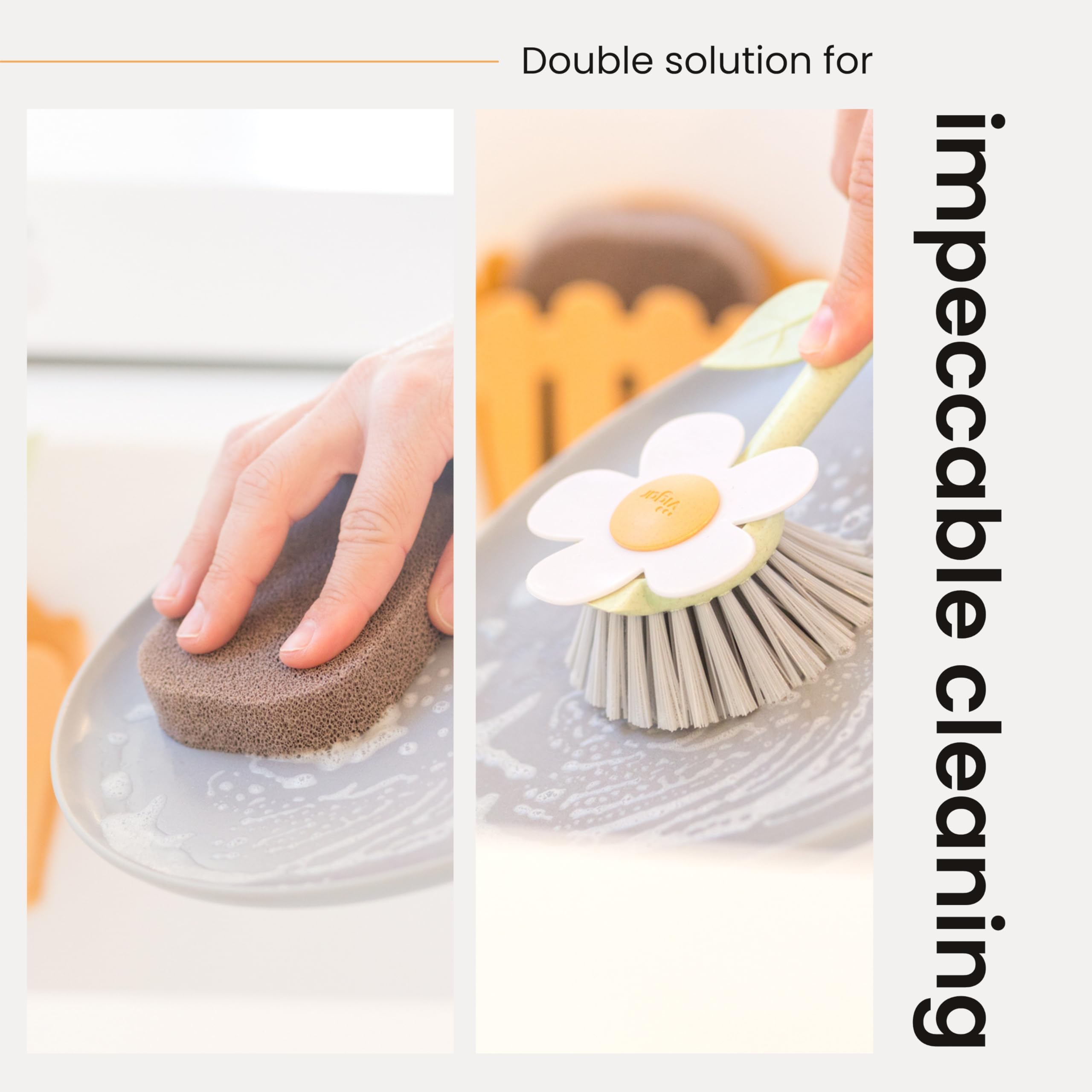 Vigar Florganic 3-In-1 Kitchen Sink Caddy Set, Flower-Shaped Dish Brush, Sponge, Fence-Shaped Holder And Suction Cup, Ideal Sink
