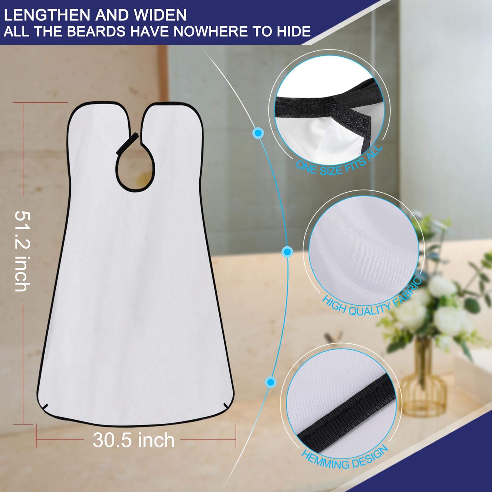 Lupyji Beard Bib Apron, Adjustable Hair Catcher For Shaving Non-Stick Shave Cape Grooming Accessories, Christmas Gift For Dad (W