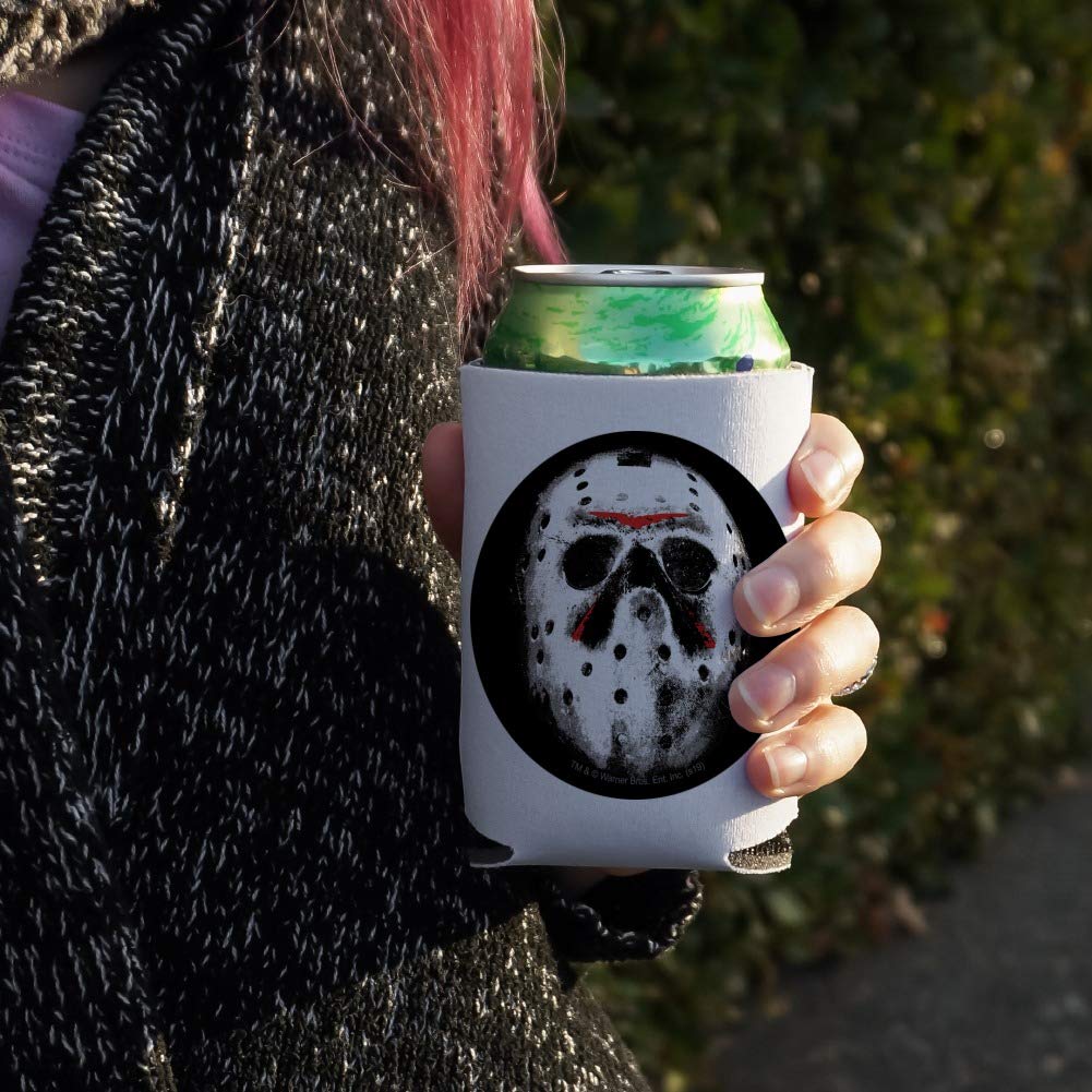 Friday The 13Th Jason Mask Can Cooler - Drink Sleeve Hugger Collapsible Insulator - Beverage Insulated Holder