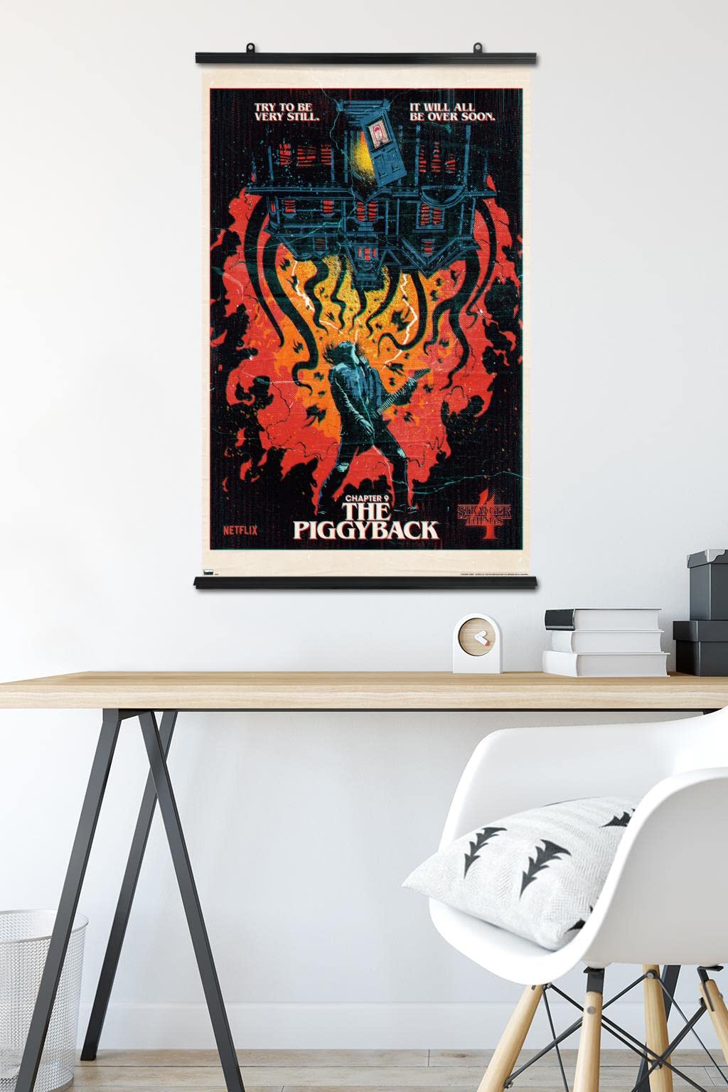 Trends International Netflix Stranger Things: Season 4 - The Piggyback Wall Poster, 34L X 22.4W, Poster & Clip Bundle