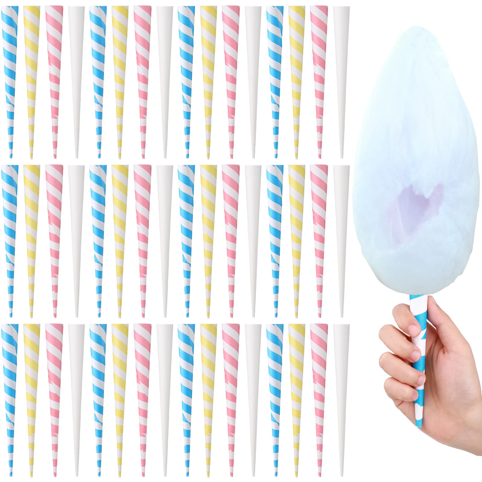 Cotton Candy Cones Striped White Cotton Candy Sticks Paper Cotton Candy Floss Sugar Cane Sticks Colorful Cotton Candy Cones For
