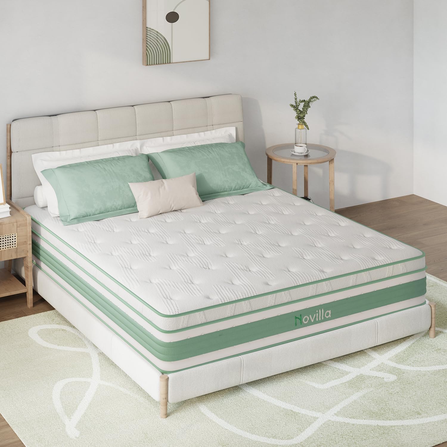Novilla King Mattress, 12 Inch Hybrid Mattress, High Density Gel Foam with Pocket Coils for a Cozy Sleep, Motion Isolation Mediu