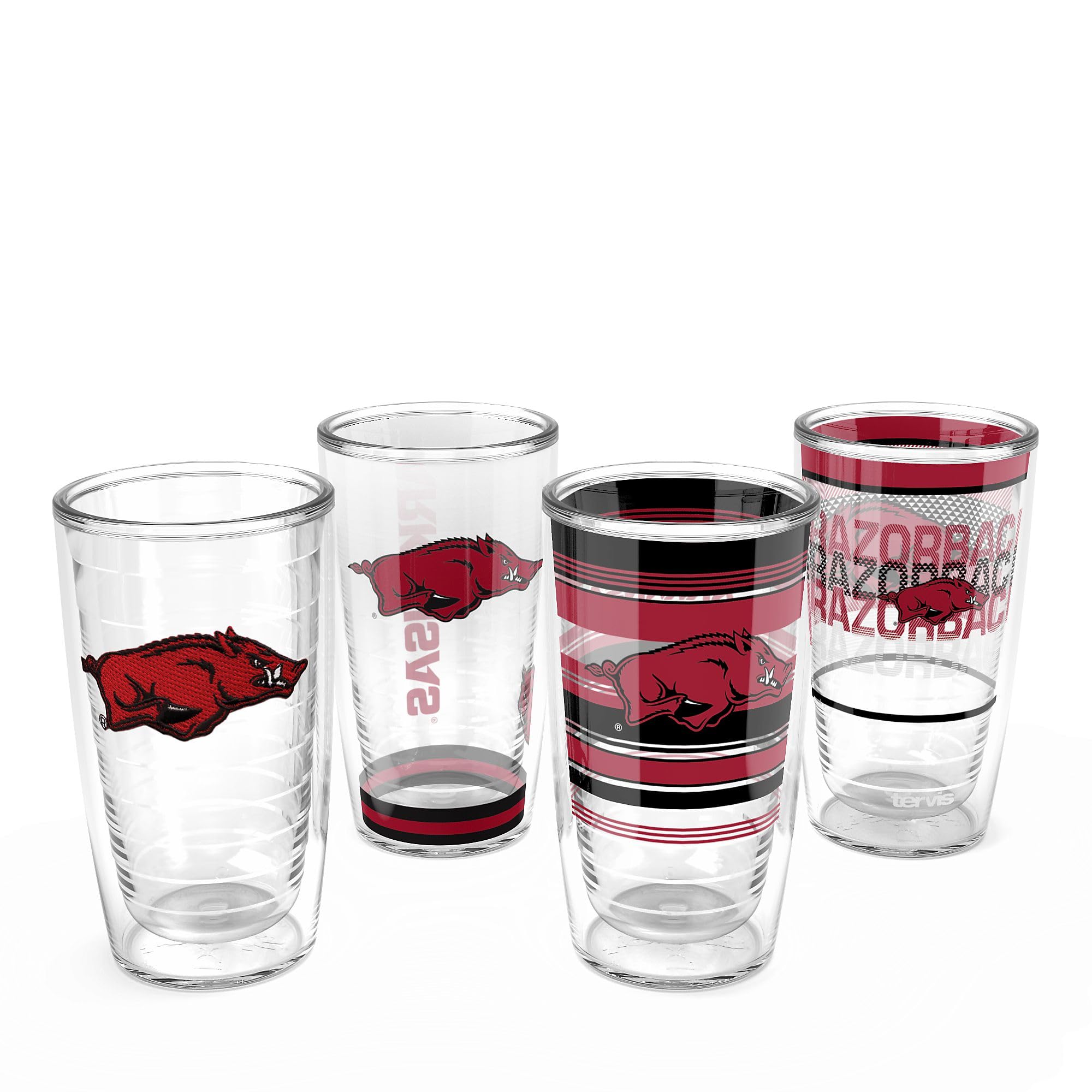 Tervis Arkansas Razorbacks  Assorted Made in USA Double Walled Insulated Tumbler Travel Cup Keeps Drinks Cold & Hot, 16oz 4pk, 